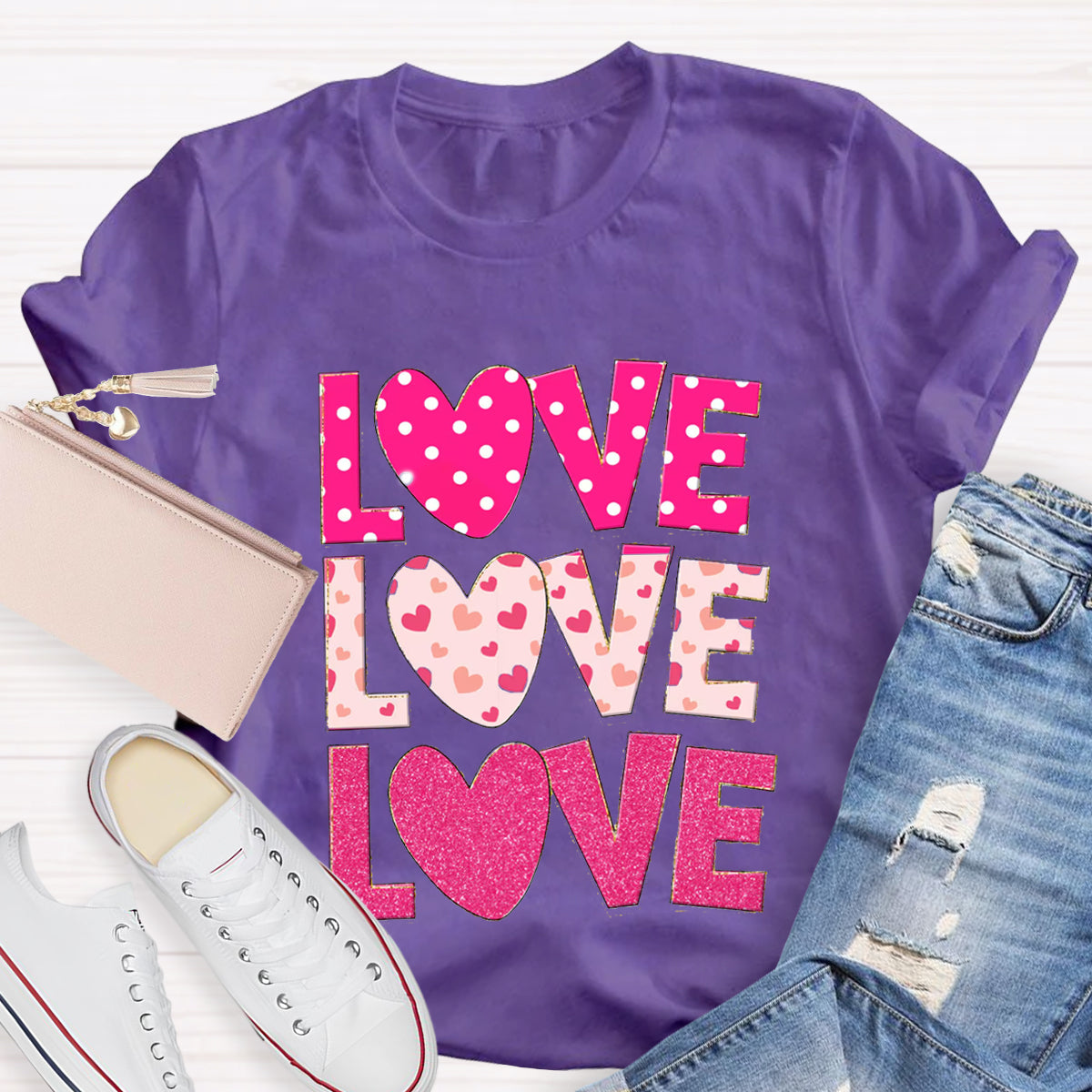 Valentine Day Pink Heart Love T-Shirt