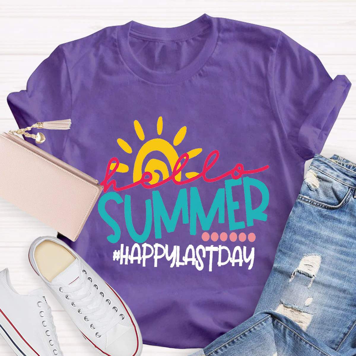 Hello Summer Teacher Graphic Tee Shirt