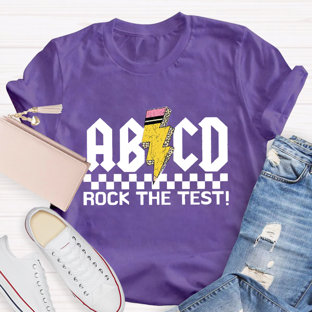 ABCD Rock The Test Teacher T-Shirt