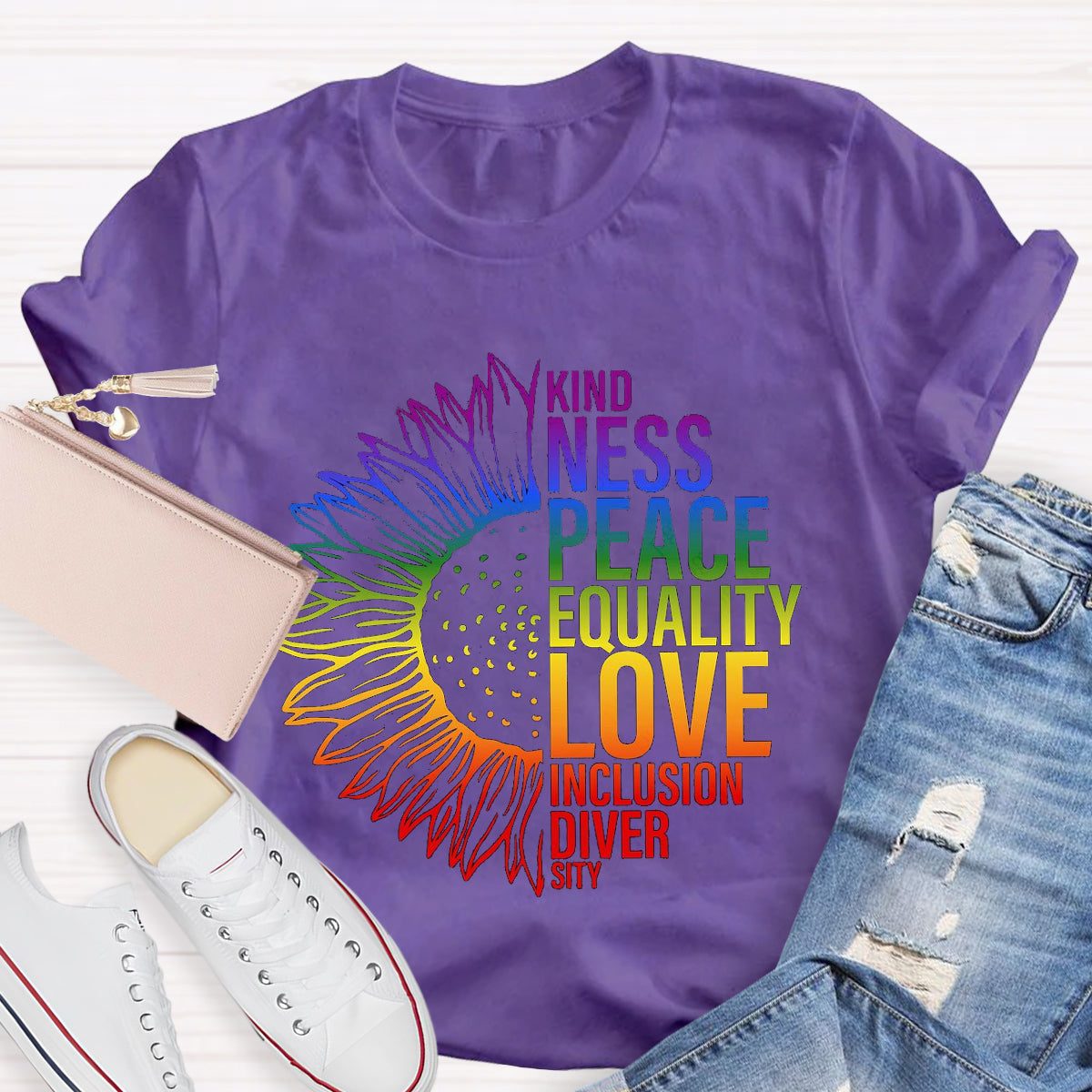 Kind Peace Love Teacher T-Shirt