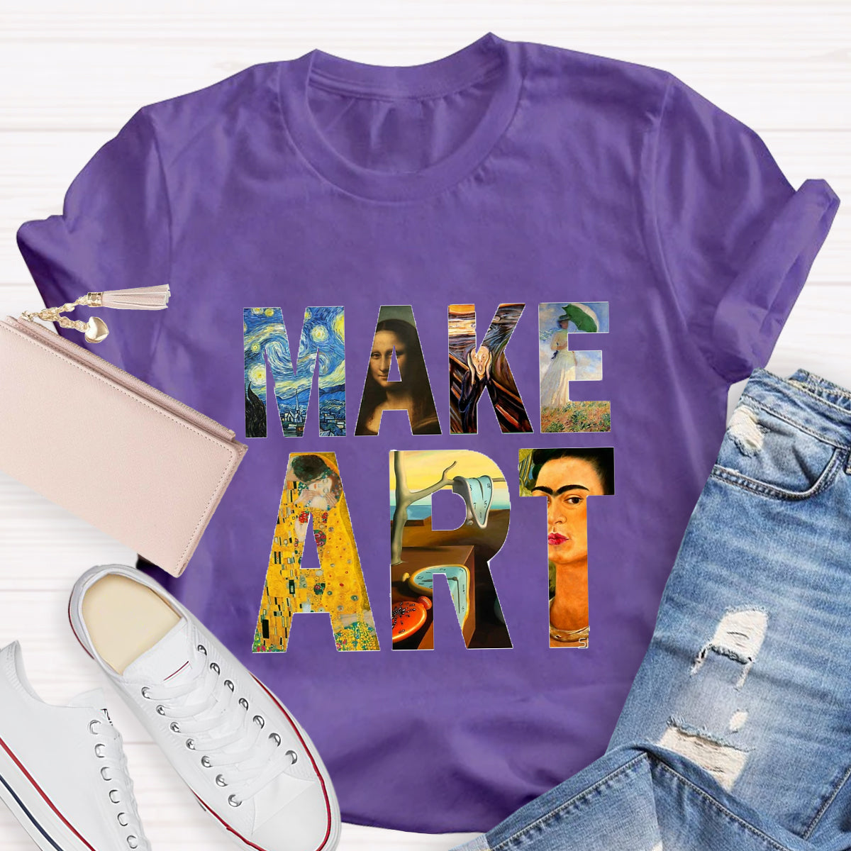 Make Art Printed Teacher T-Shirt