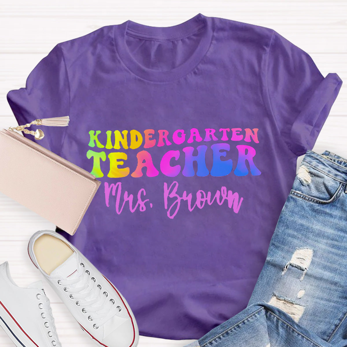 Personalized Name Kindergarten Teacher T-Shirt