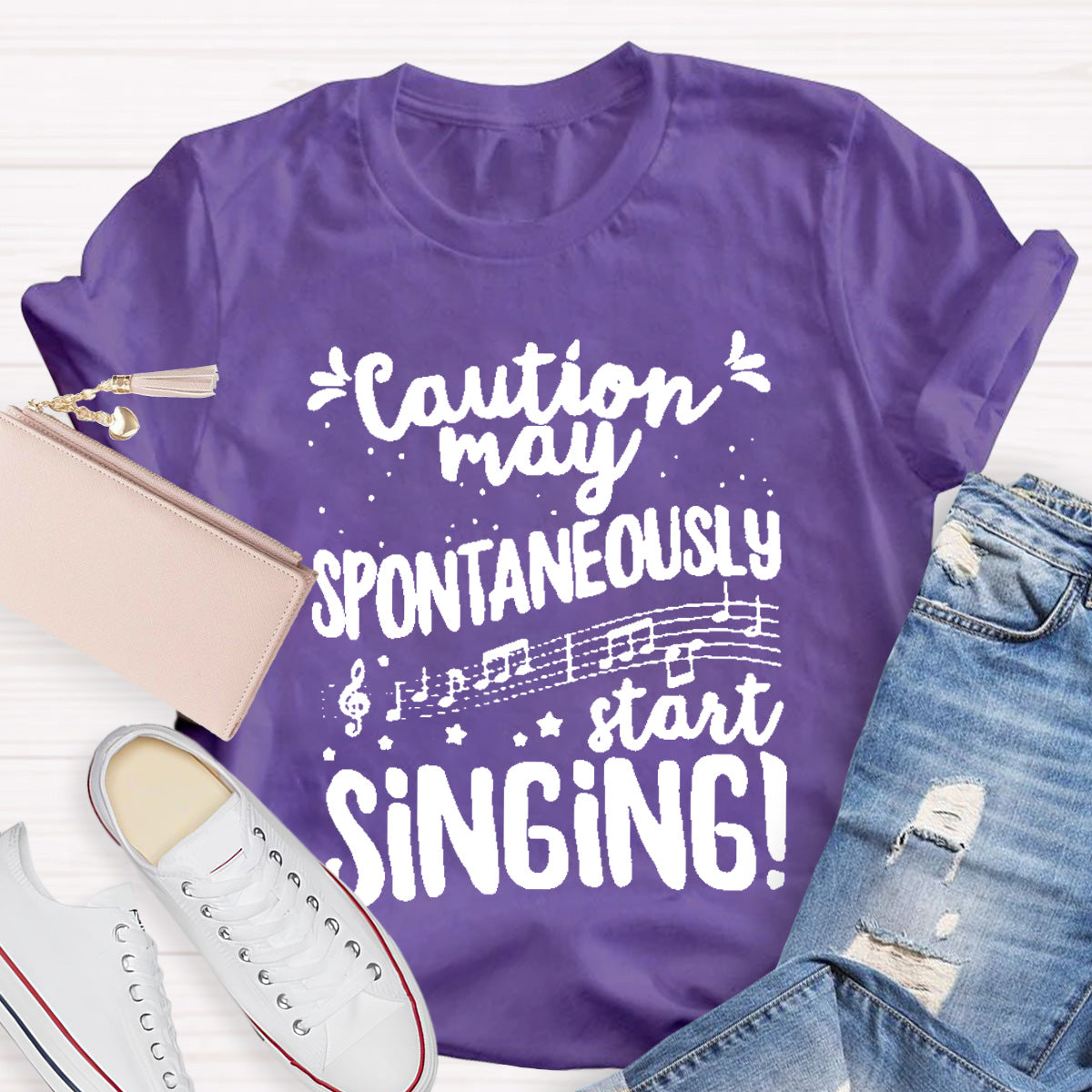 Caution May Spontaneously Start Singing Teacher T-Shirt