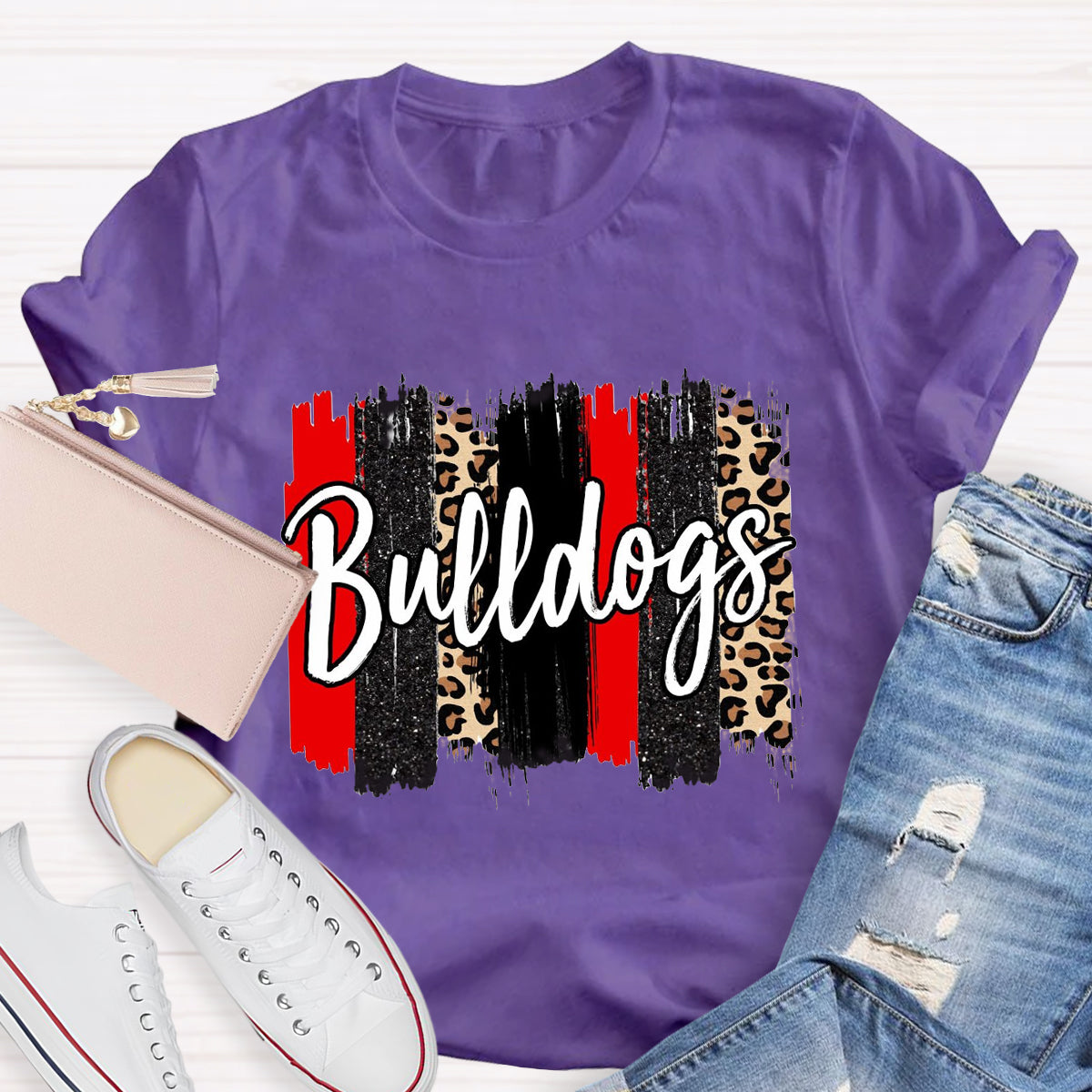 Personalized Team Mascot Red Leopard Teacher T-Shirt