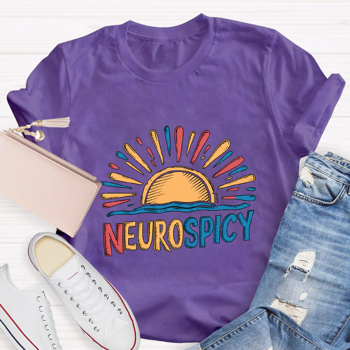 Rainbow Positive Autism Teacher T-Shirt