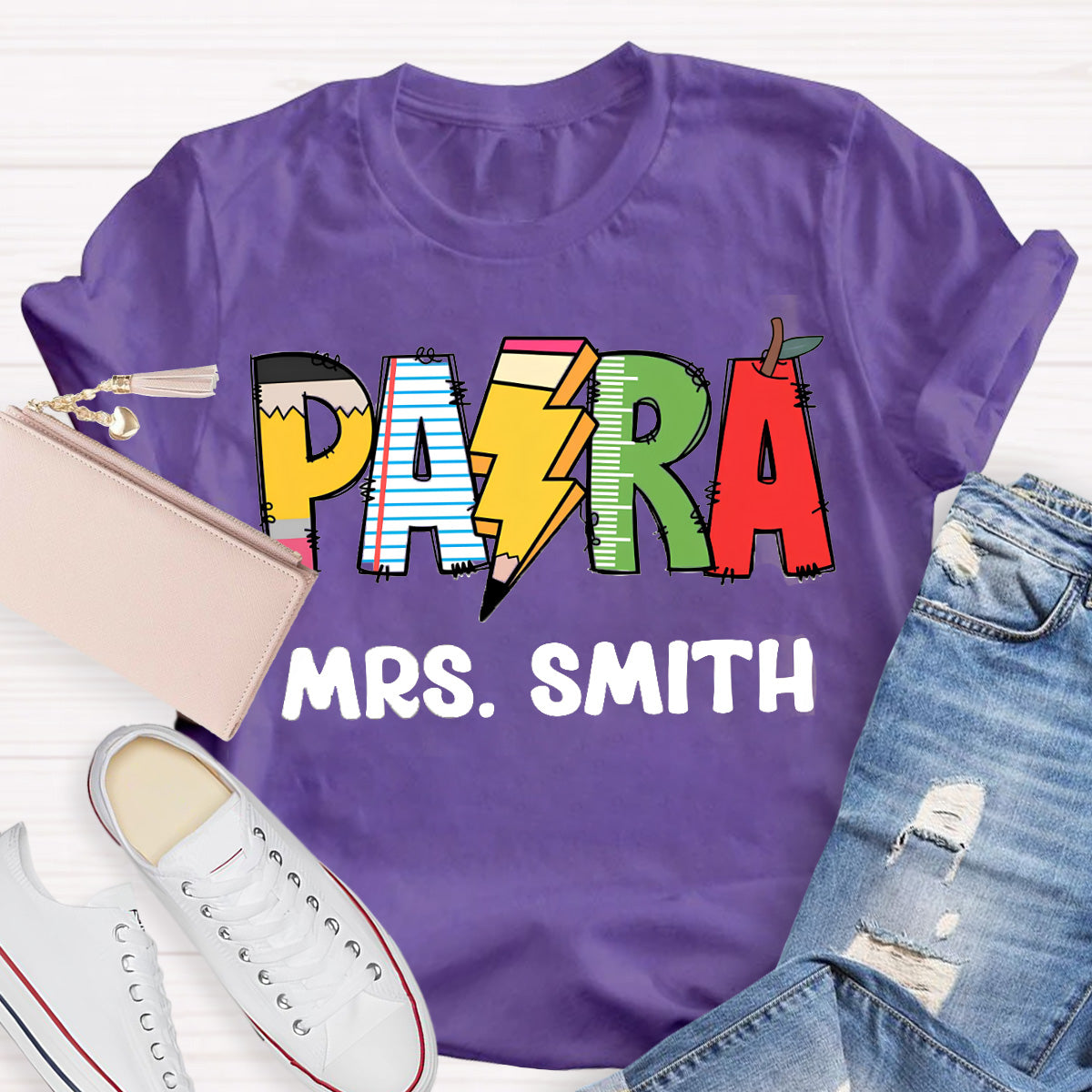 Personalize Name Pencil  Teacher T-Shirt
