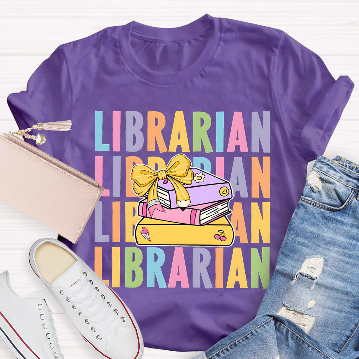 School Librarian With Books T-Shirt