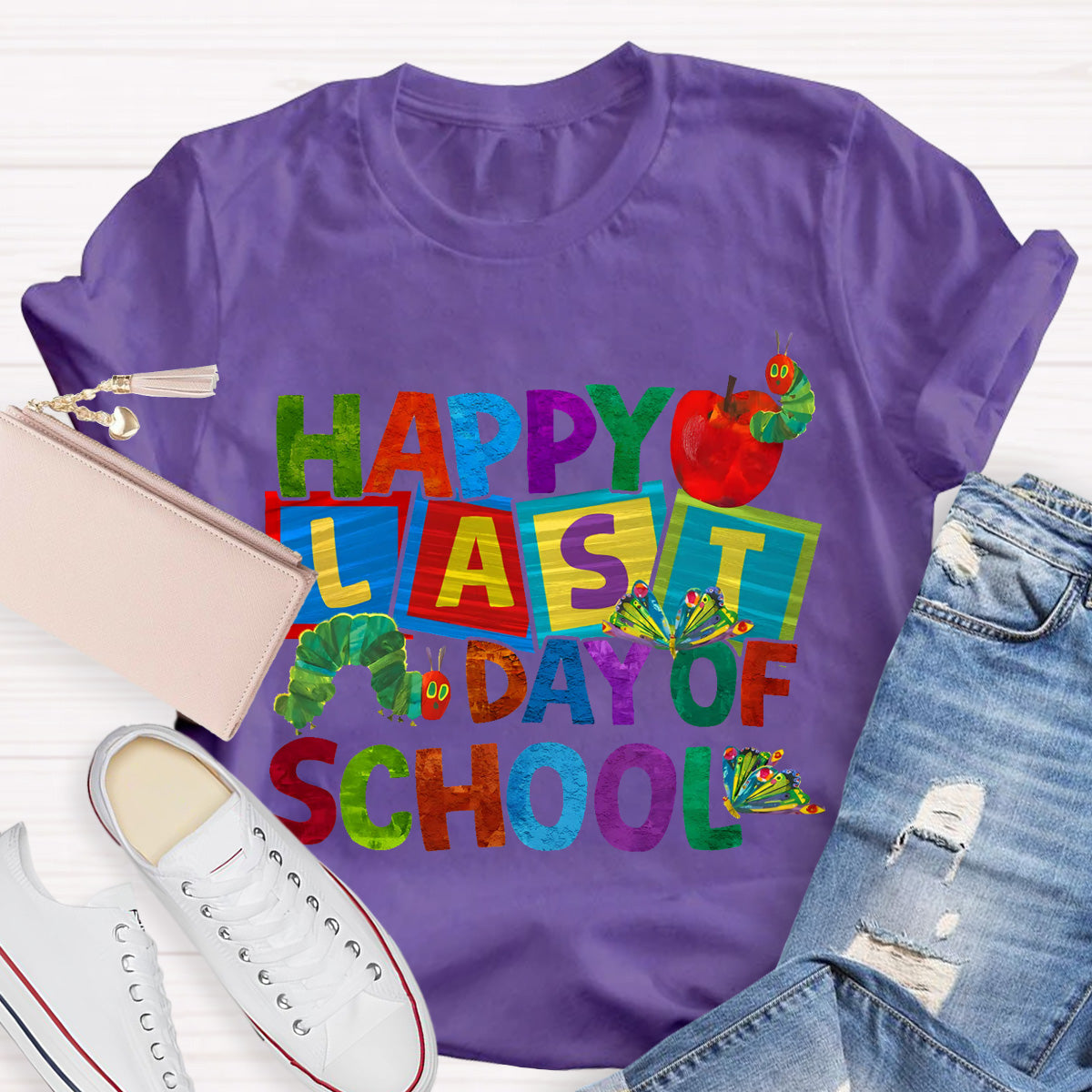 Happy Last Day Of School Apple  Teacher T-Shirt