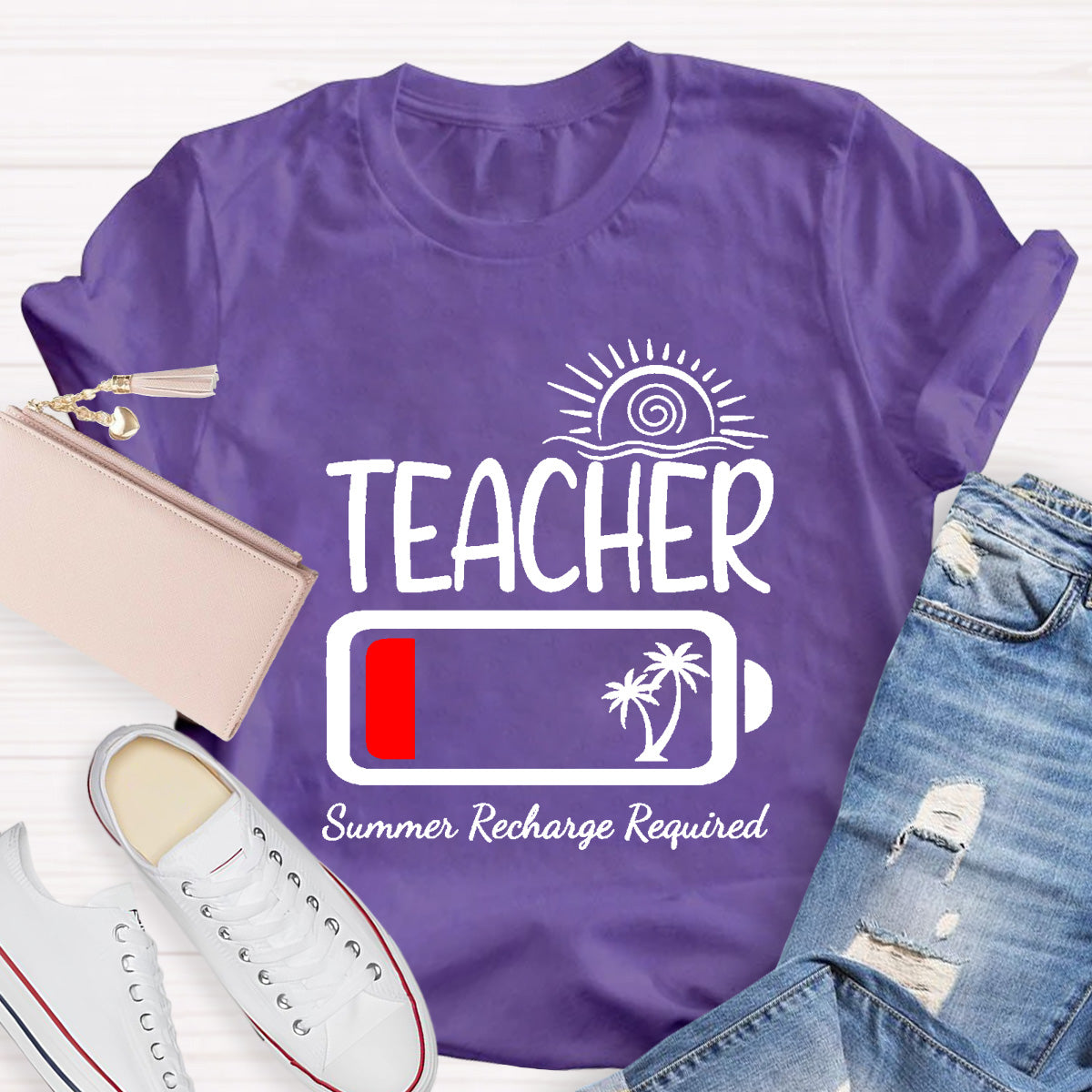 Summer Recharge Required Teacher T-Shirt