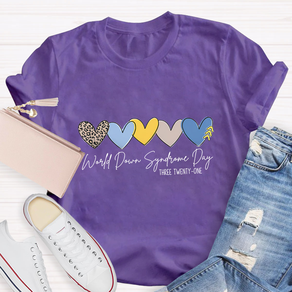 World Down Syndrome Day Leopard Heart T-Shirt