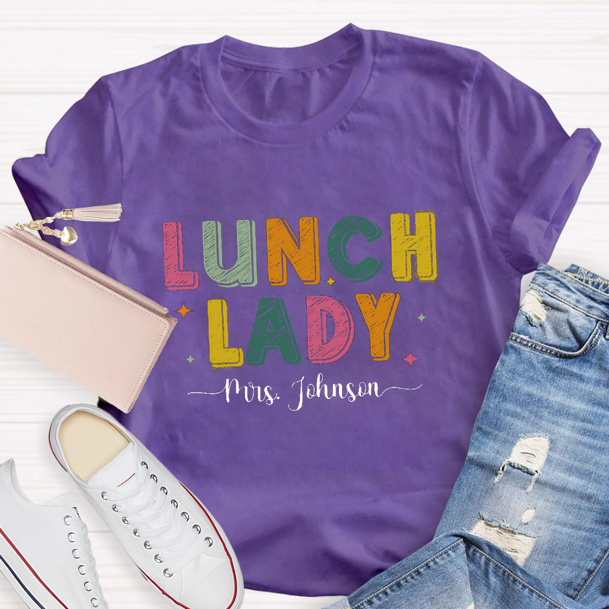 Personalized Lunch Lady Name Teacher T-Shirt