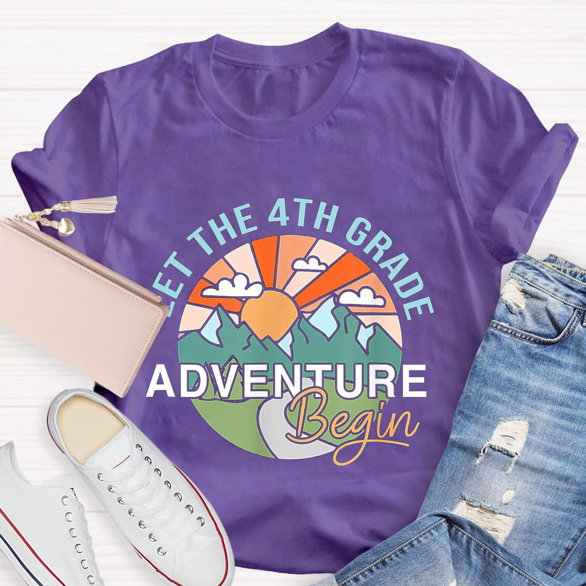 Personalized Grade Let The 4th Grade Adventure Begin Teacher T-Shirt
