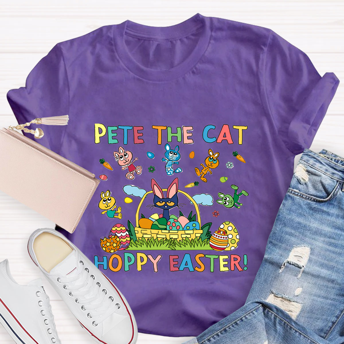 Pet The Cat Hoppy Easter Teacher T-Shirt