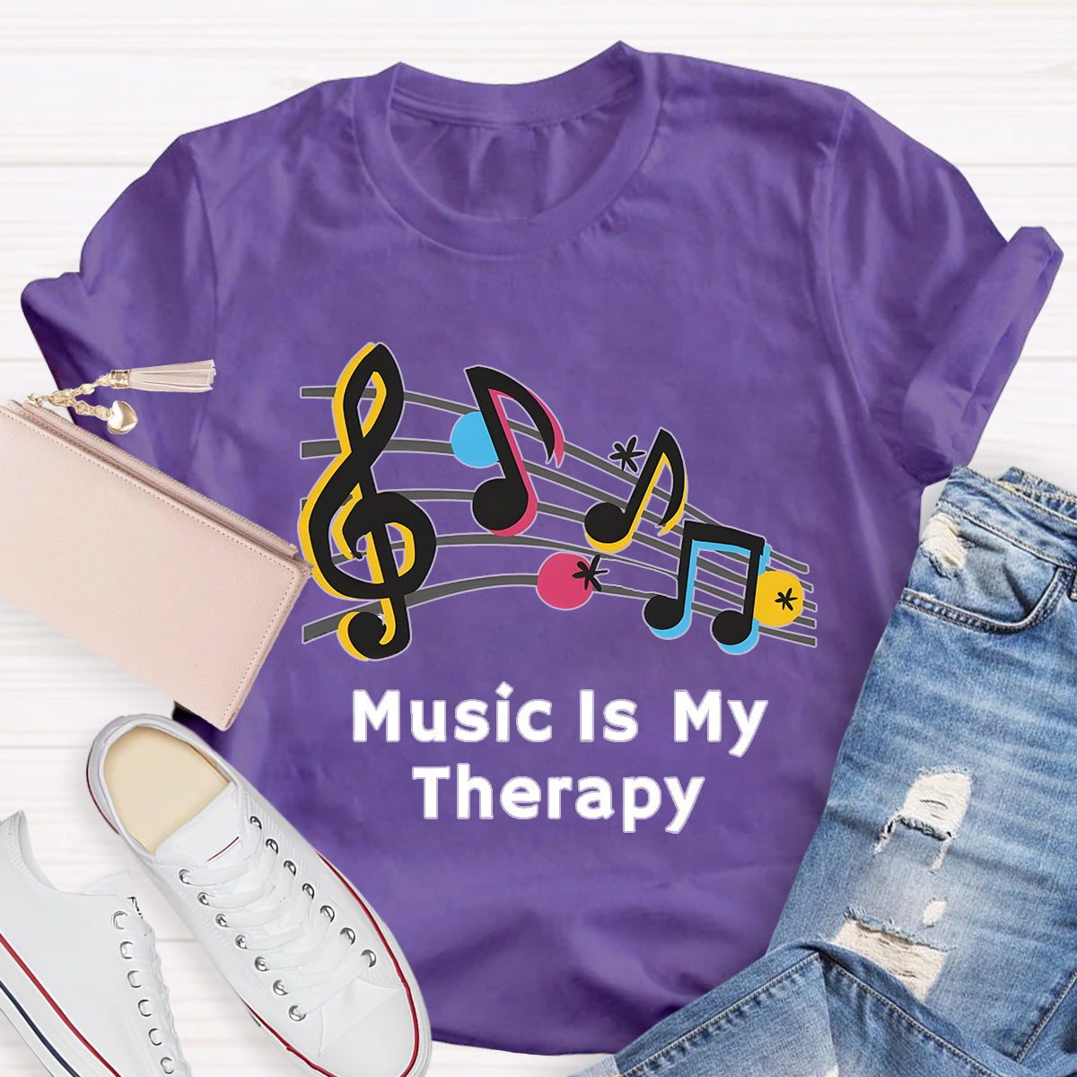 Music Is My Therapy Teacher T-Shirt