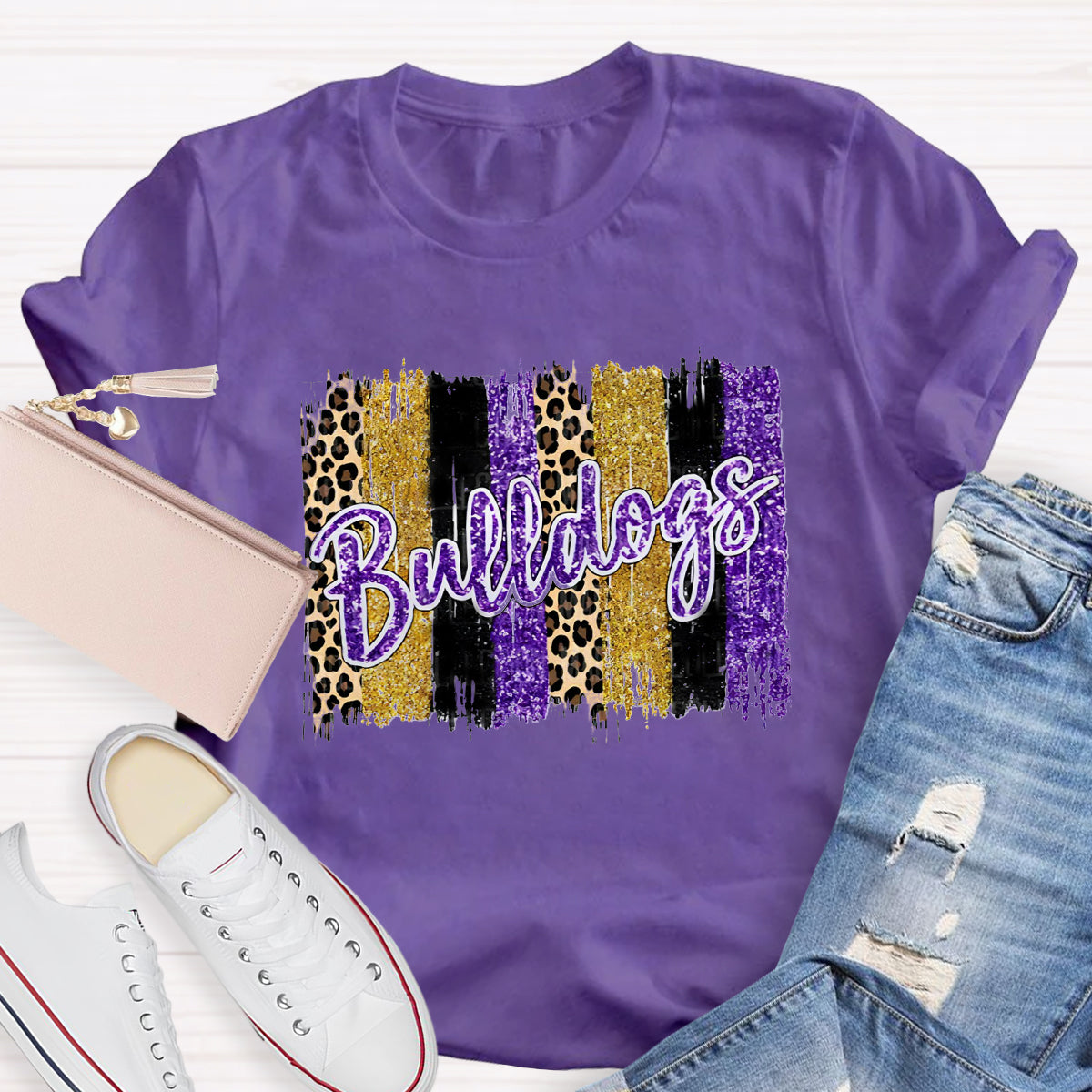 Personalized Mascot Leopard Print Teacher T-Shirt