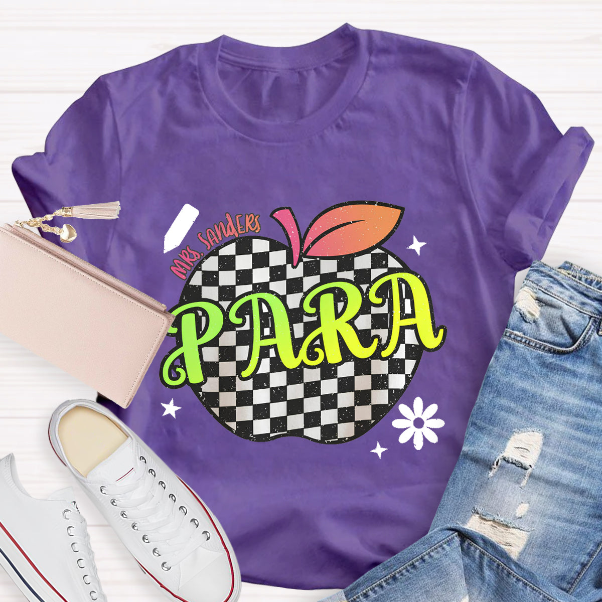 Personalized Para Teachers Name Apple Teacher T-Shirt