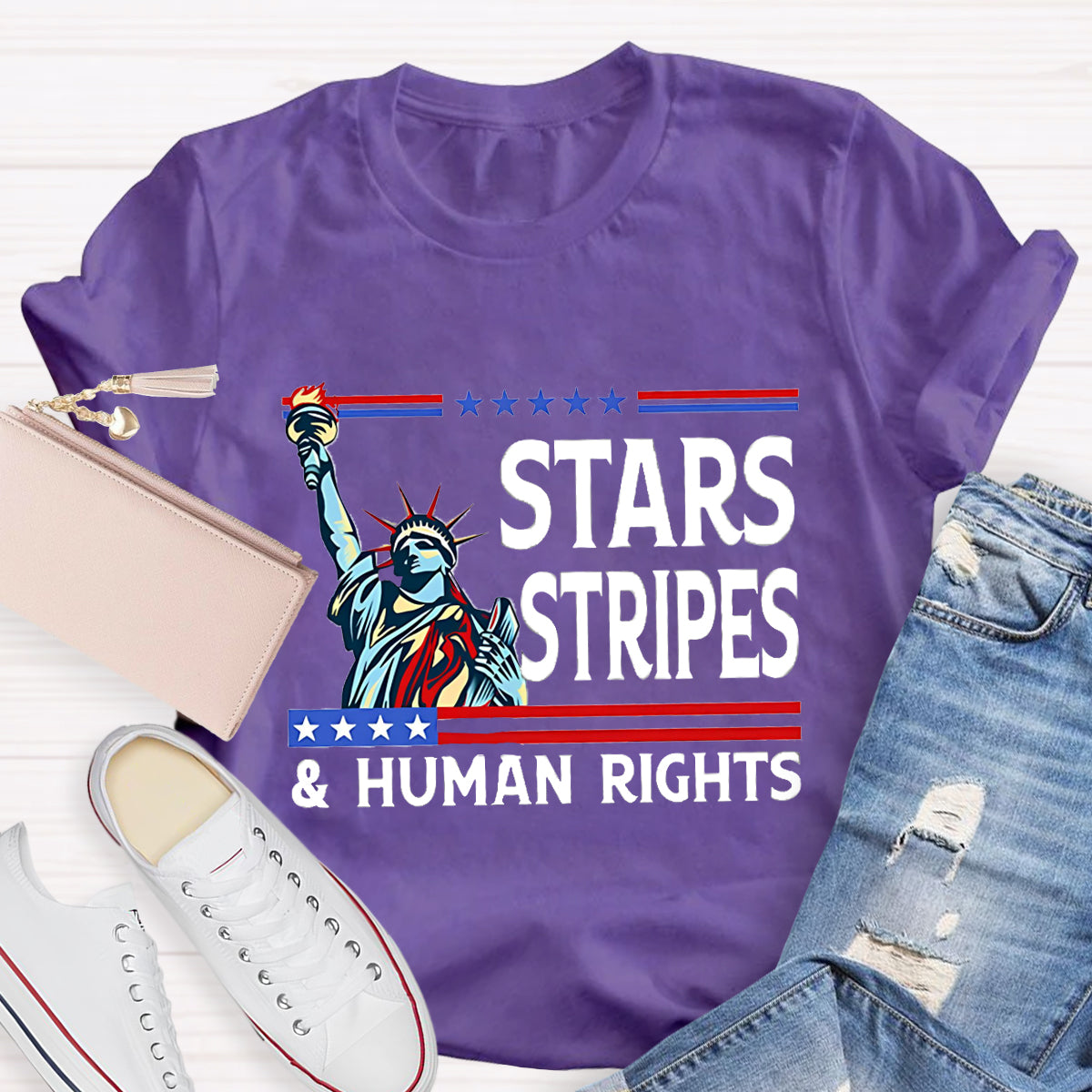 Stars Stripes And Human Rights Teacher T-Shirt