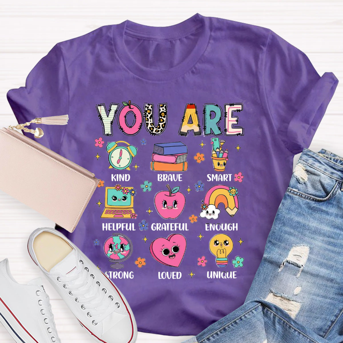 You Are Kind Brave Smart Helpful And Brave Teacher T-Shirt