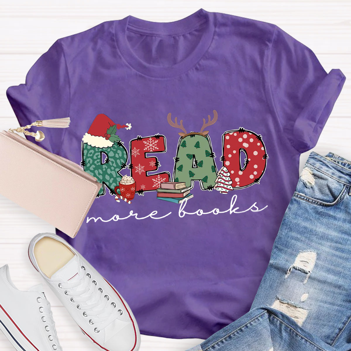 Read More Books Christmas Teacher T-Shirt