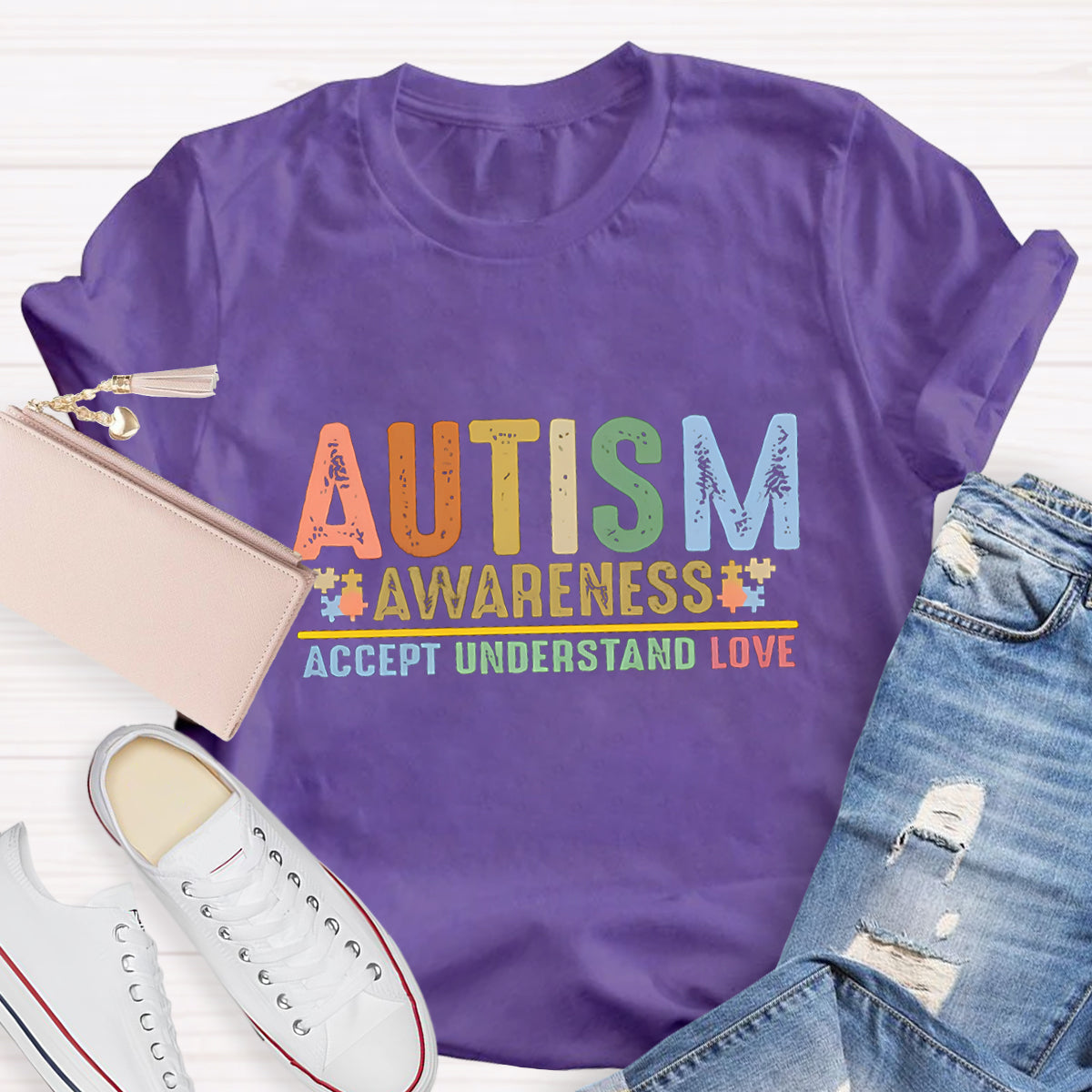 Autism Awareness Accept Understand Love Teacher T-Shirt