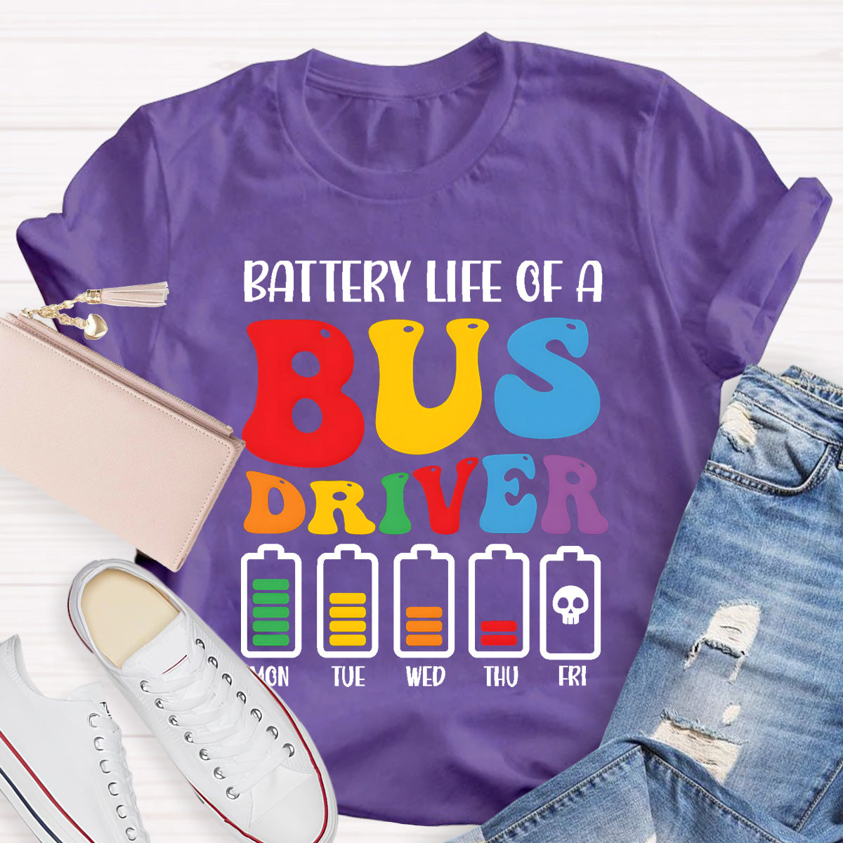 Battery Life Of A Bus Driver T-Shirt