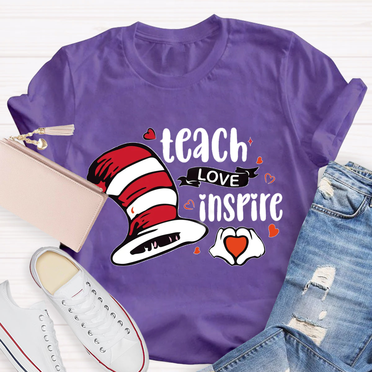 Teach Love Inspire Children's Books Teacher T-Shirt