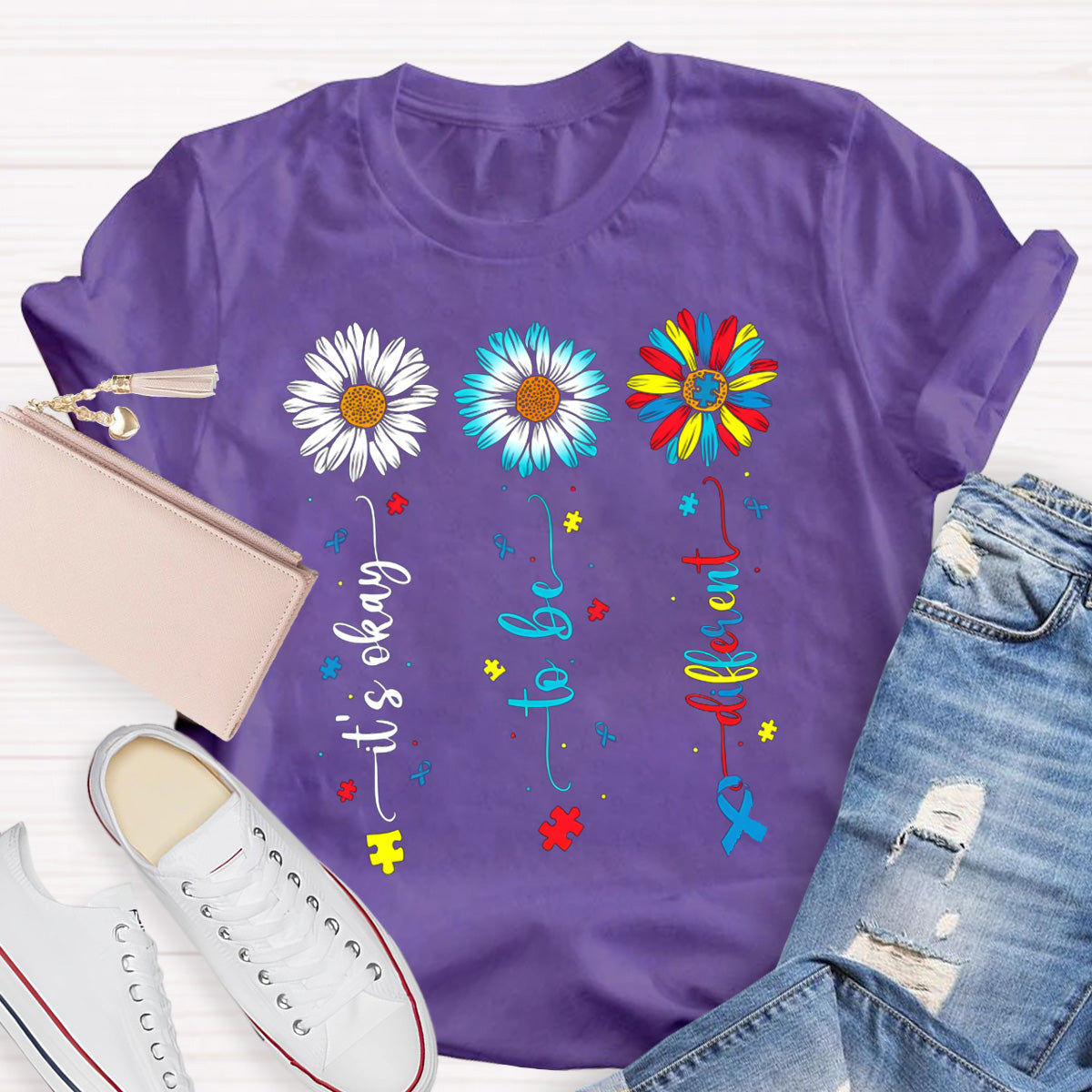 It's OK To Be Different Flower Teacher T-Shirt