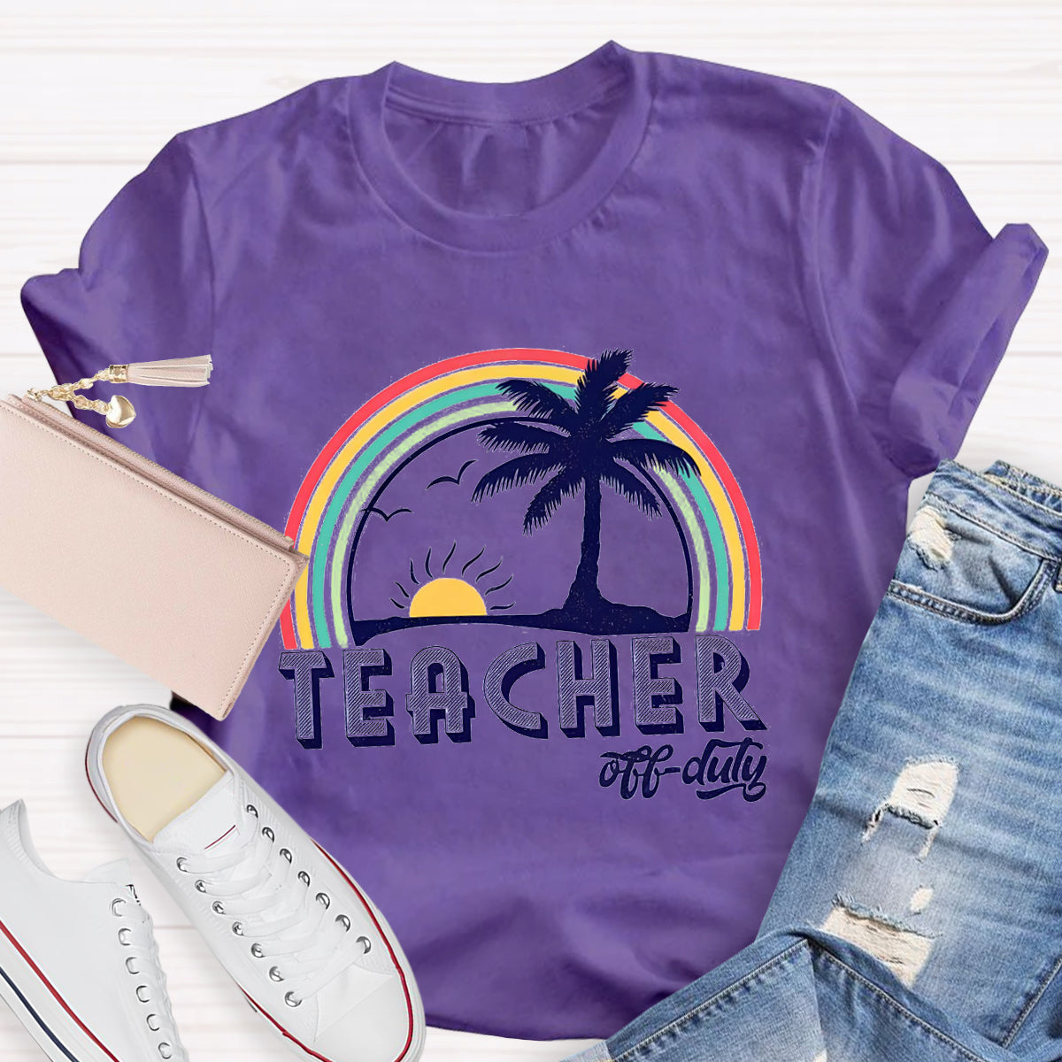 Teacher Of Duty Rainbow Sunshine T-Shirt
