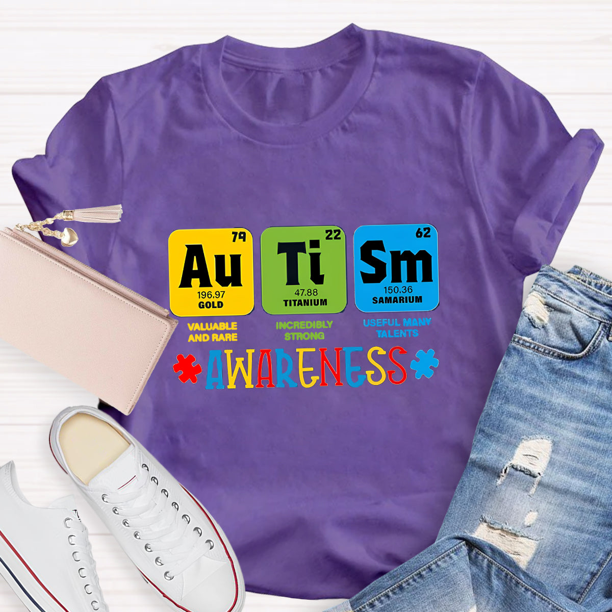 Autism Awareness Chemical Elements Teacher T-Shirt