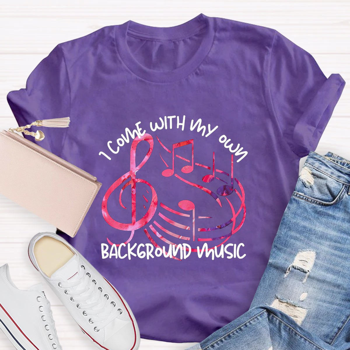 I Come With My own Background Music Teacher T-Shirt