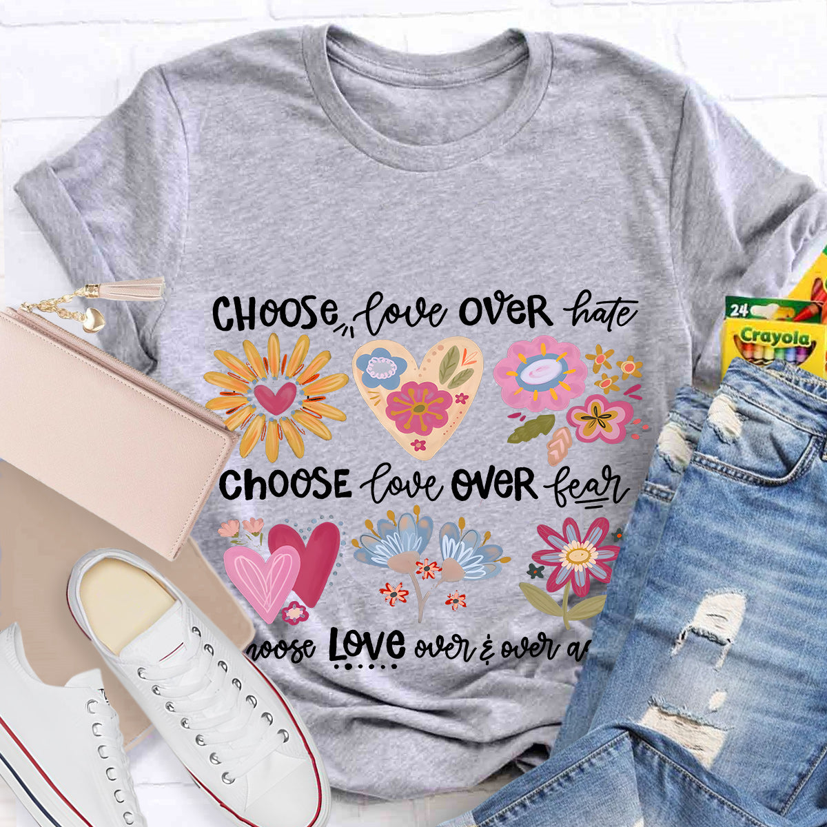 Choose Love Over Hate Teacher T-Shirt