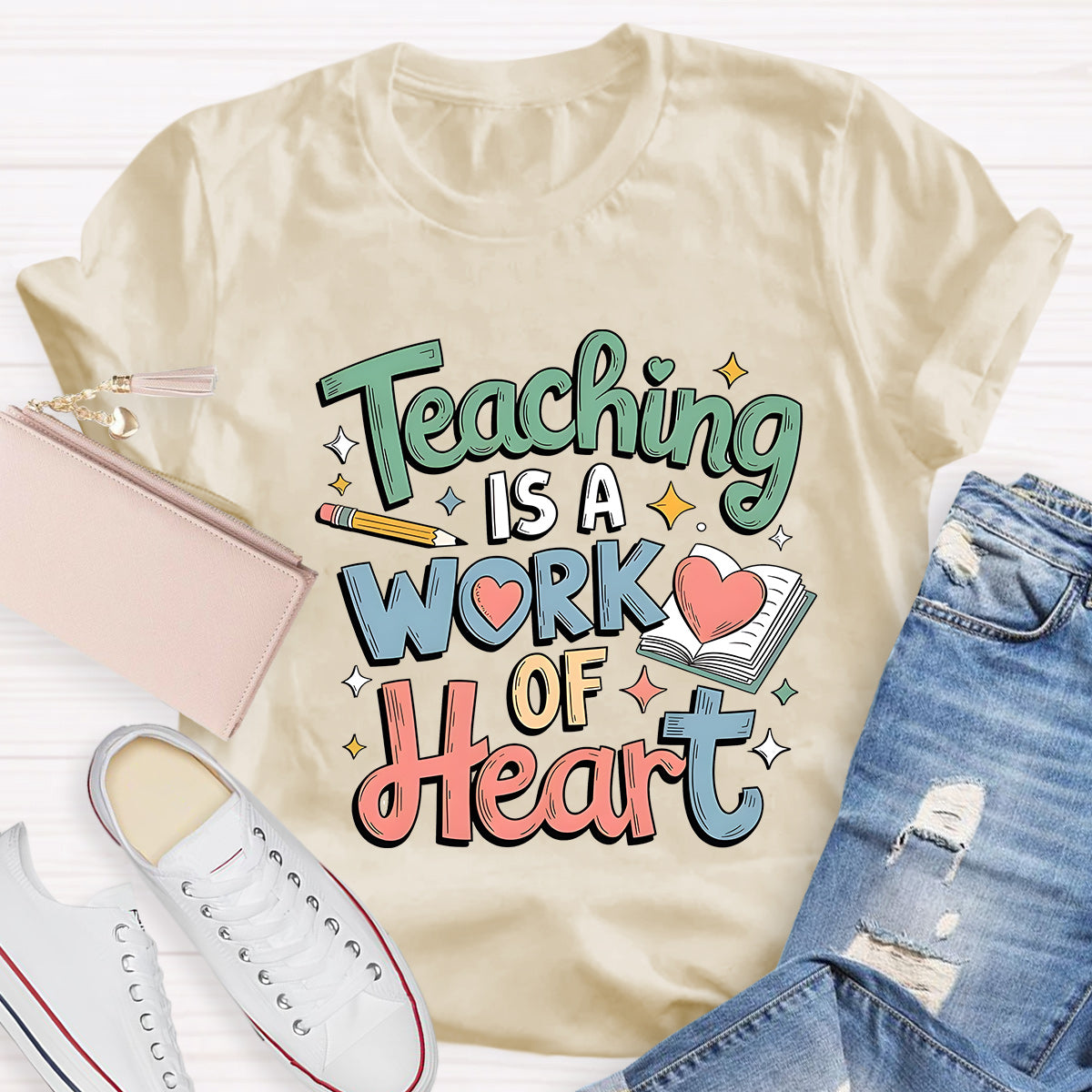 Teaching Is A Work Of Heart Teacher T-Shirt