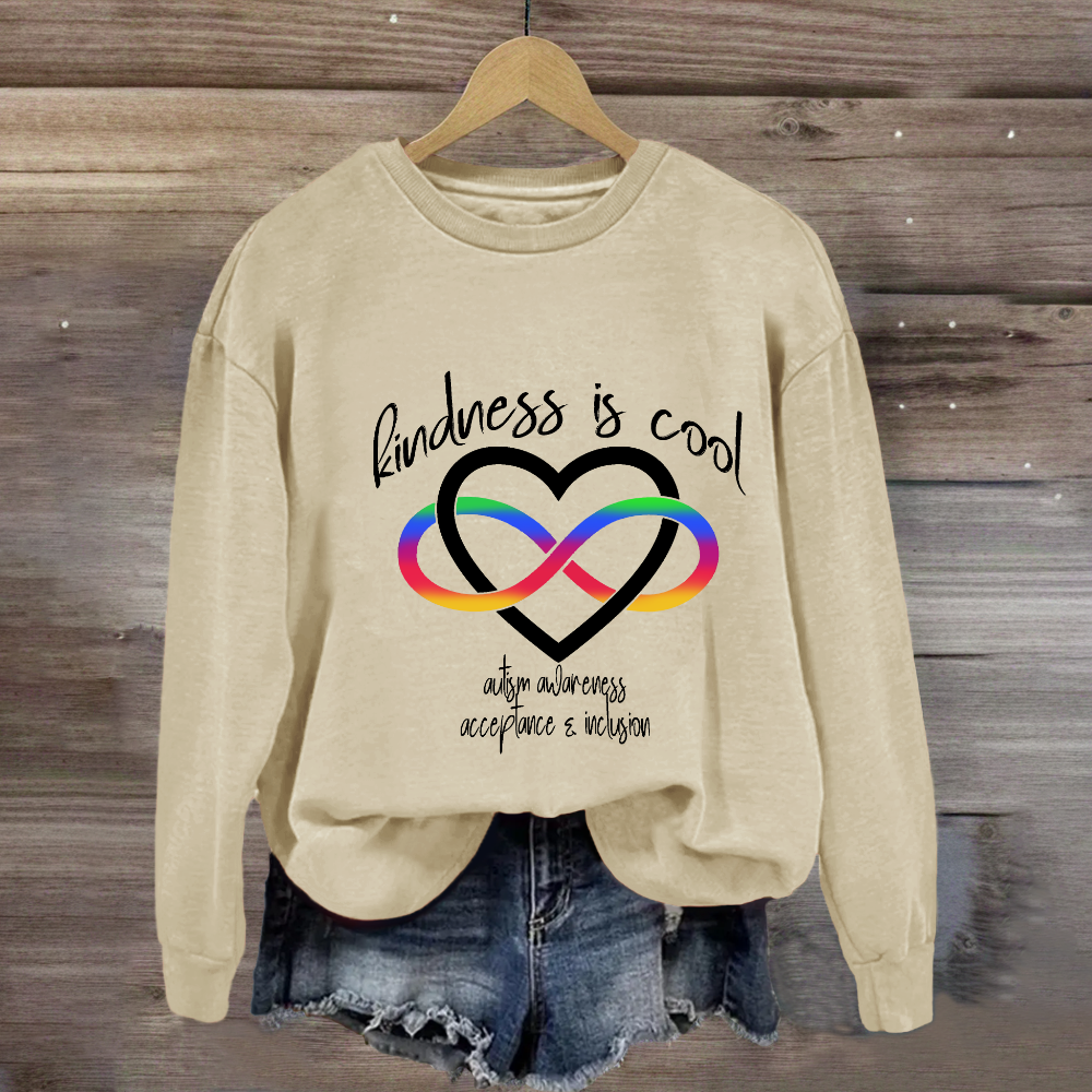 Kindness is Cool Autism Infinity Heart Rainbow Sweatshirt