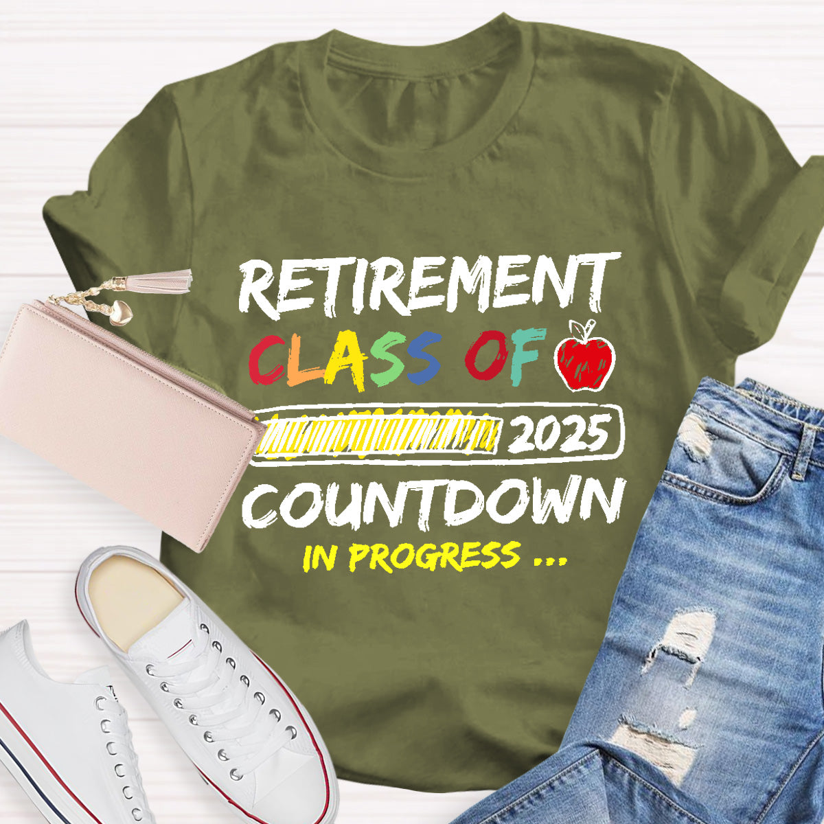Personalized Retirement Year Class Countdown In Progress Teacher T-Shirt