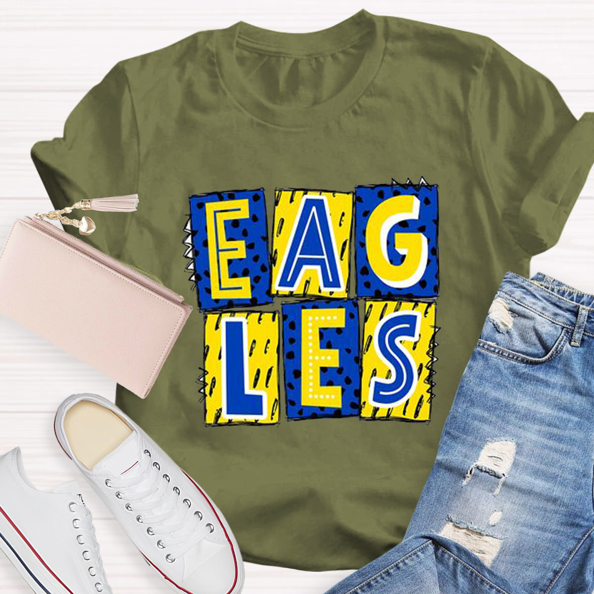Personalized School Mascot Eagles Teacher T-Shirt