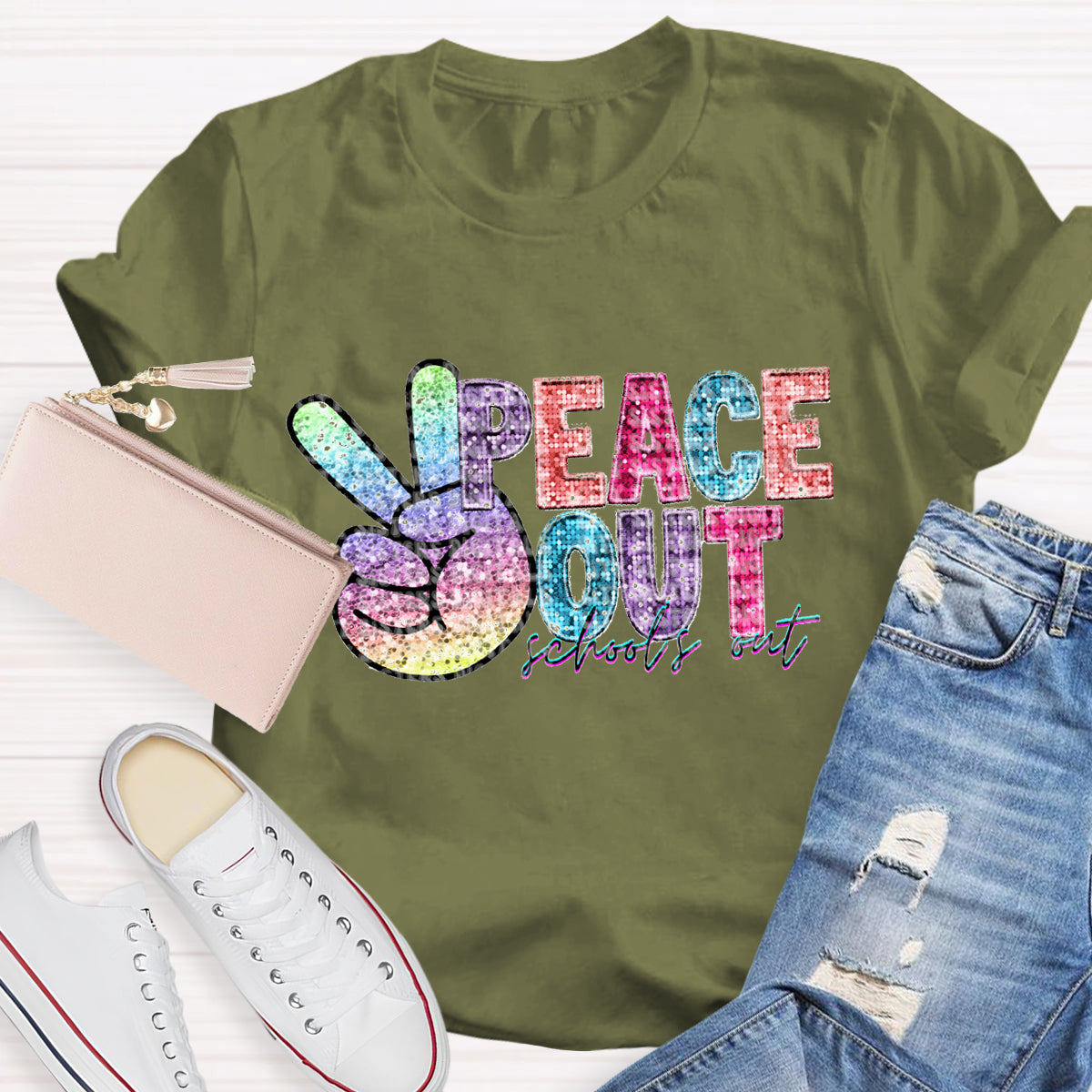 Peace Out Last Day Of School Teacher T-Shirt