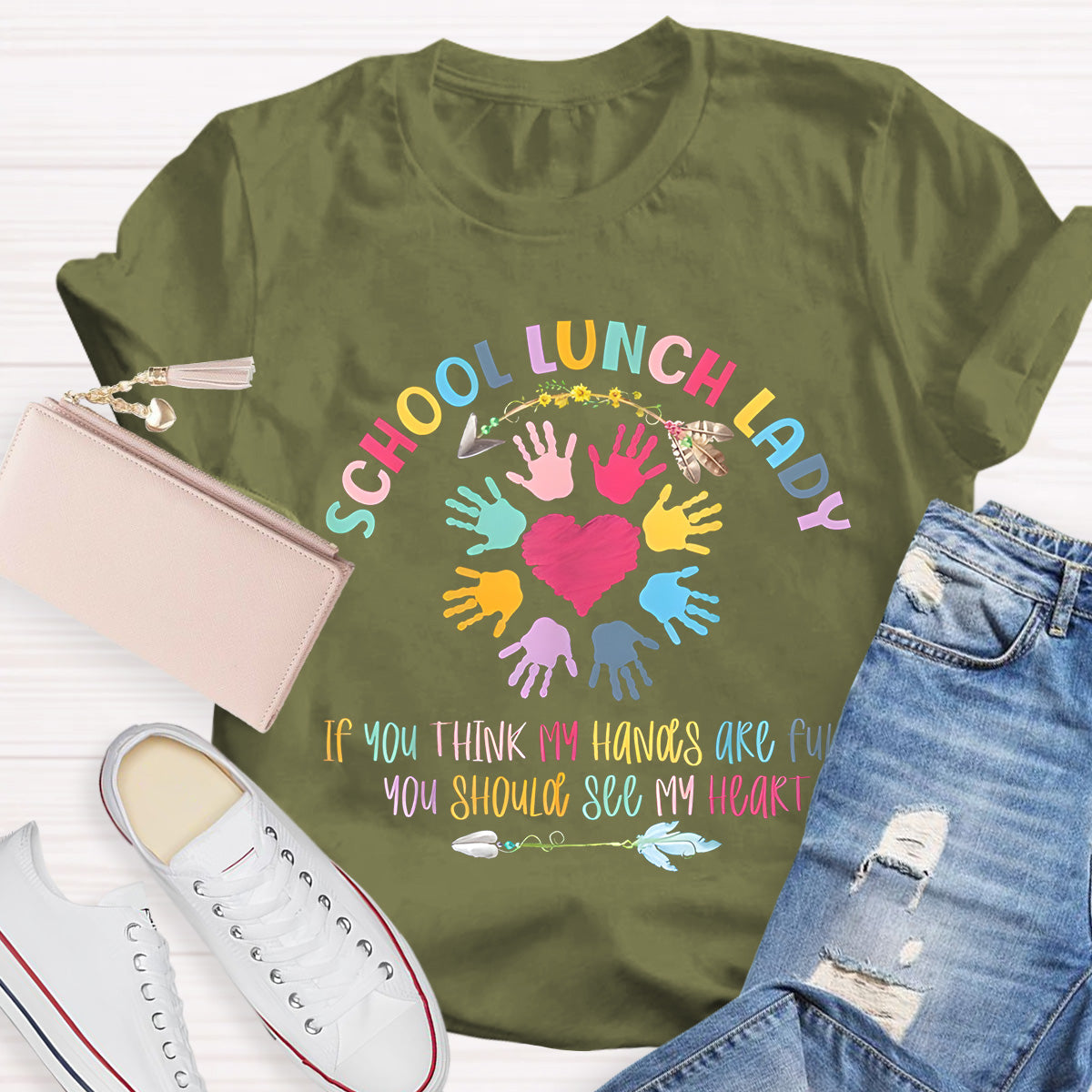 School Lunch Lady See My Heart Teacher T-Shirt