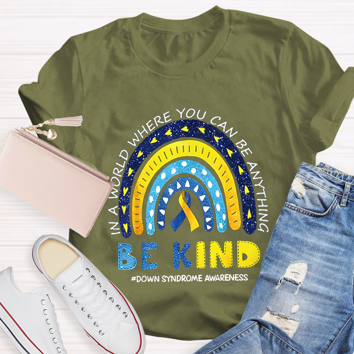 Be Kind Down Syndrome Awareness Heart T-Shirt