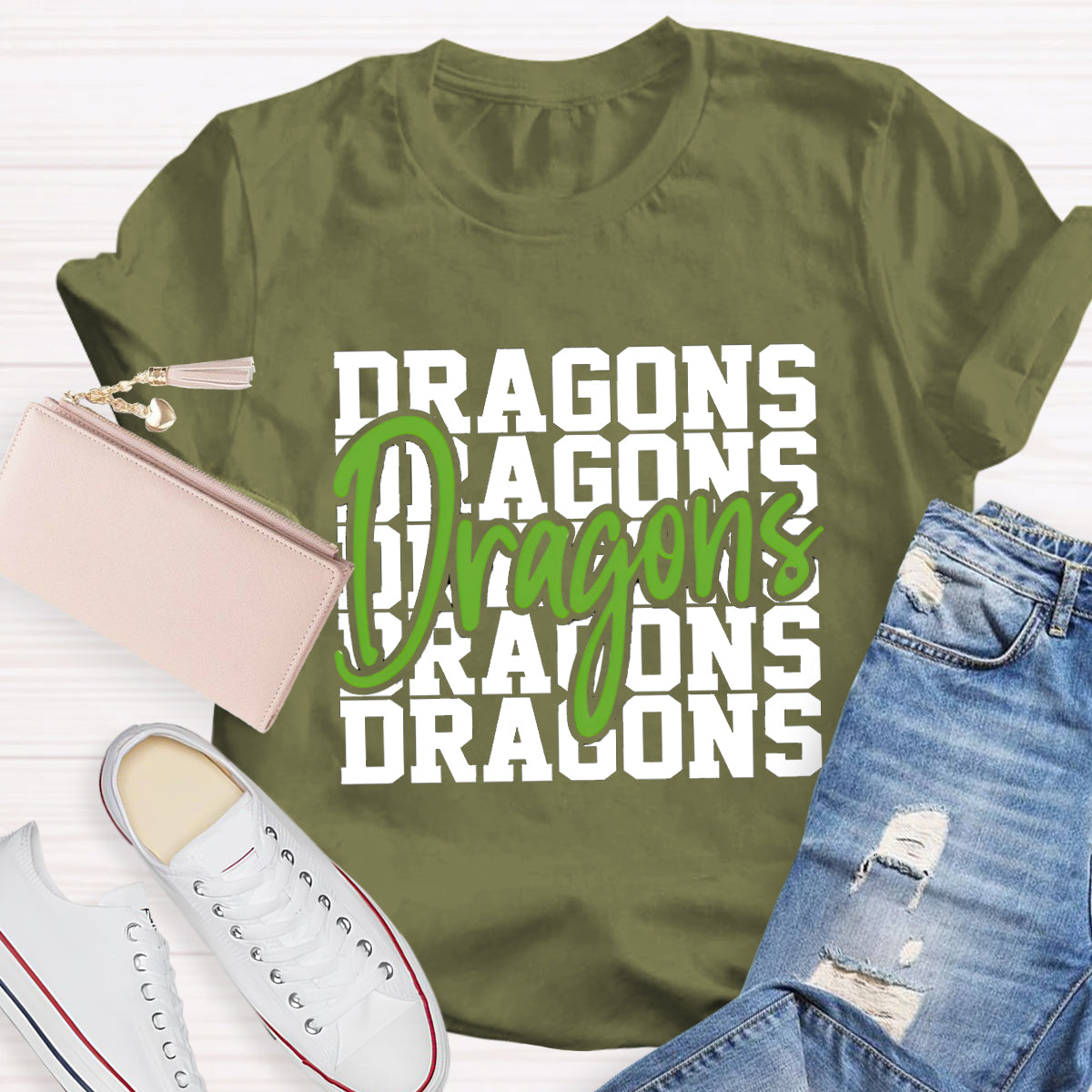 Personalized Mascot Game Day Dragons Teacher T-Shirt