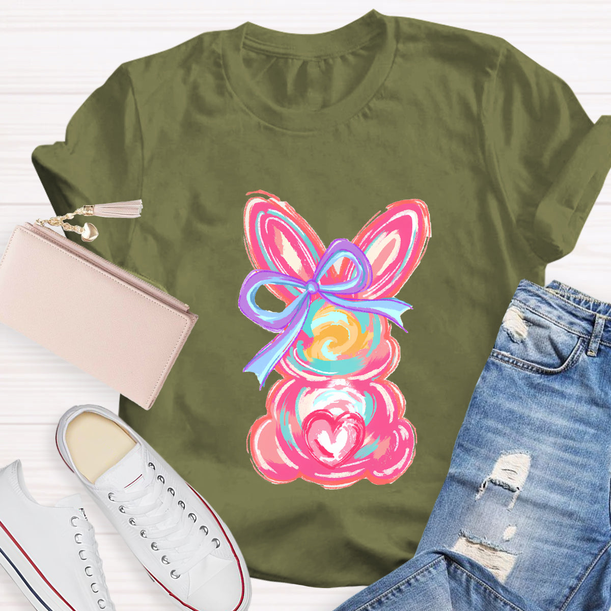 Colorful Bunny Happy Easter T-Shirt