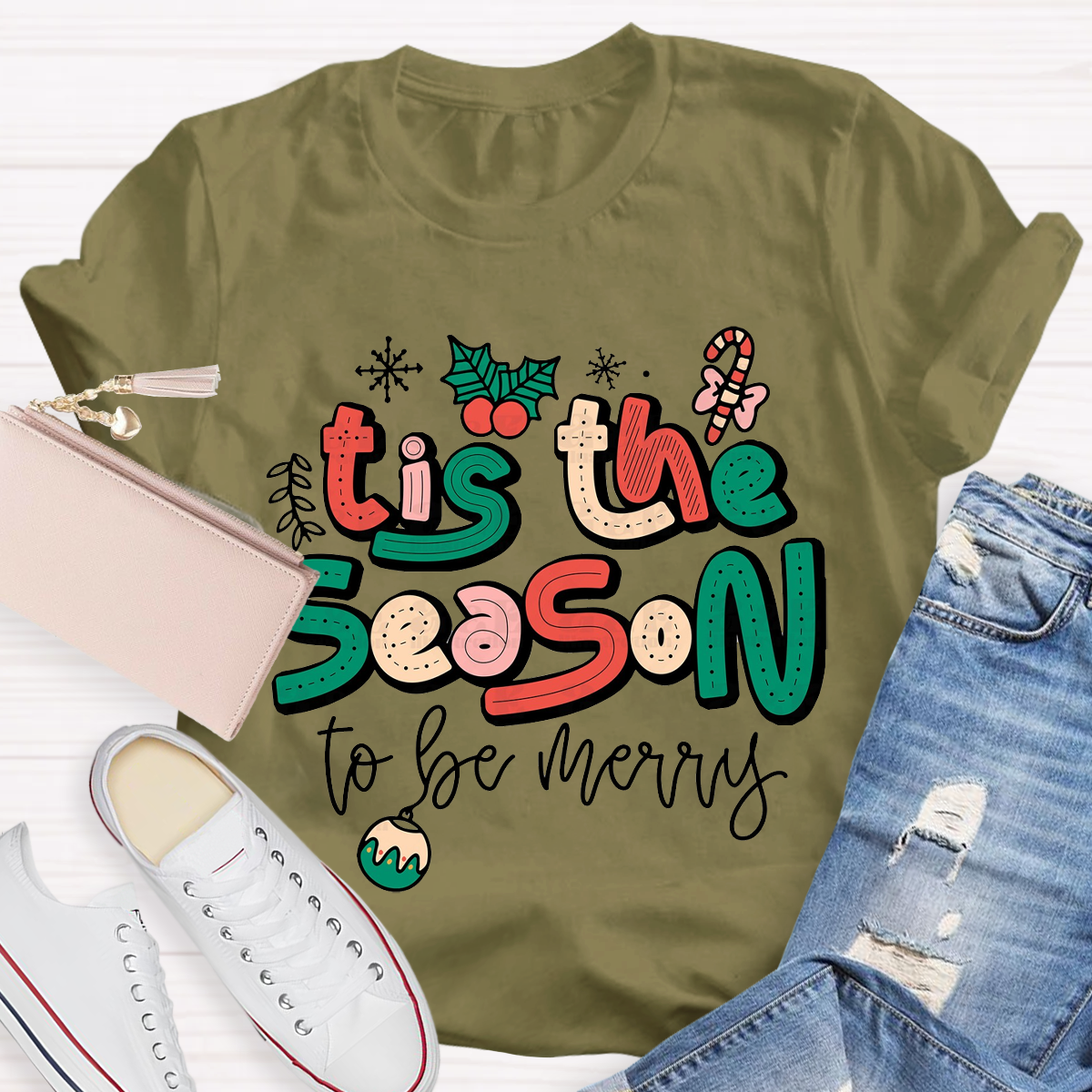 Cute Chrsitmas Tis The Season Teacher T-Shirt