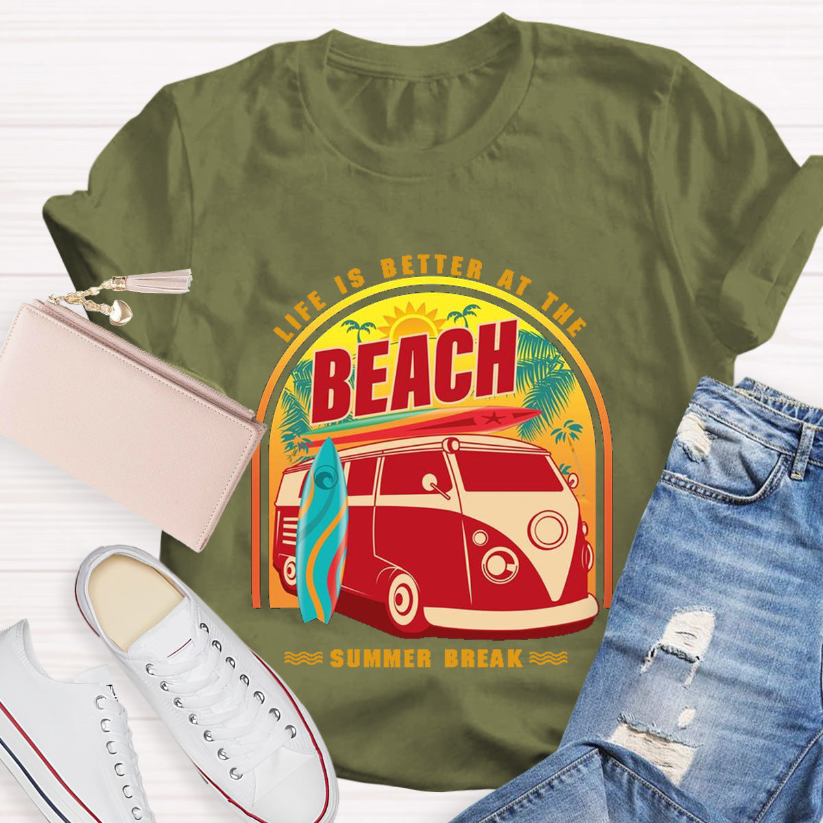 Life Is Better At The Beach Teacher T-Shirt