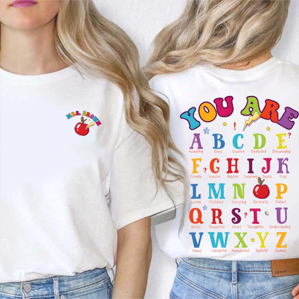 Personalized Name You Are Brave Apple Double Printed T-shirt