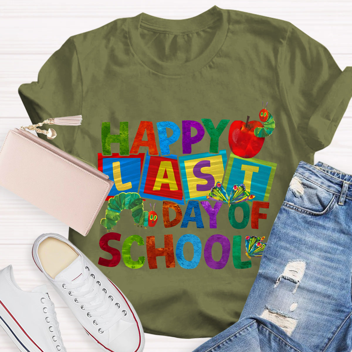 Happy Last Day Of School Apple Teacher T-Shirt