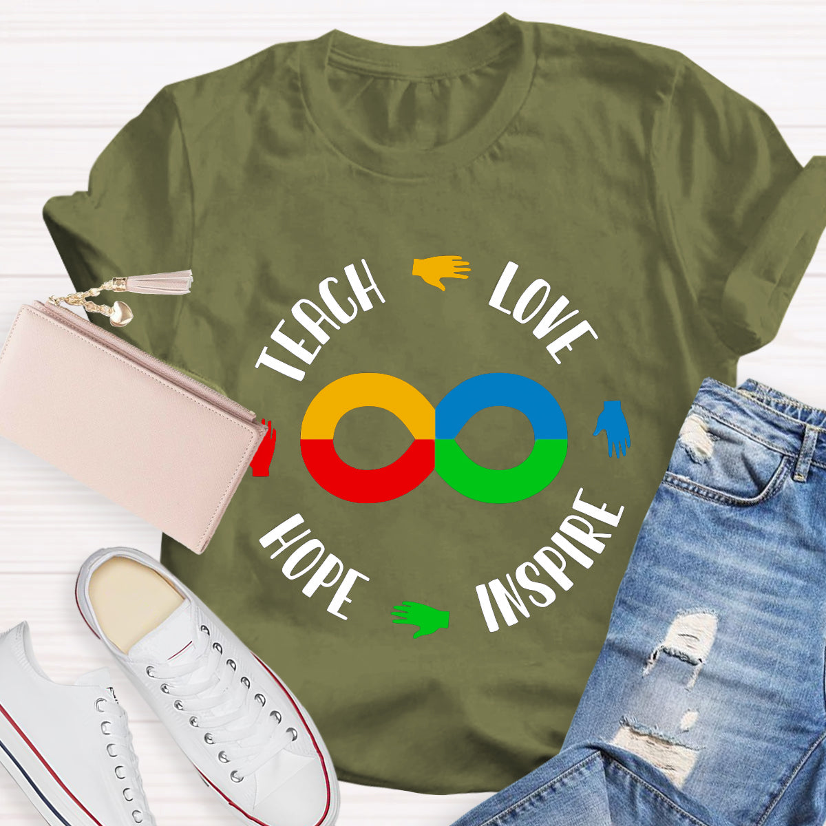 Teach Love Hope Inspire Infinity Symbol T-Shirt