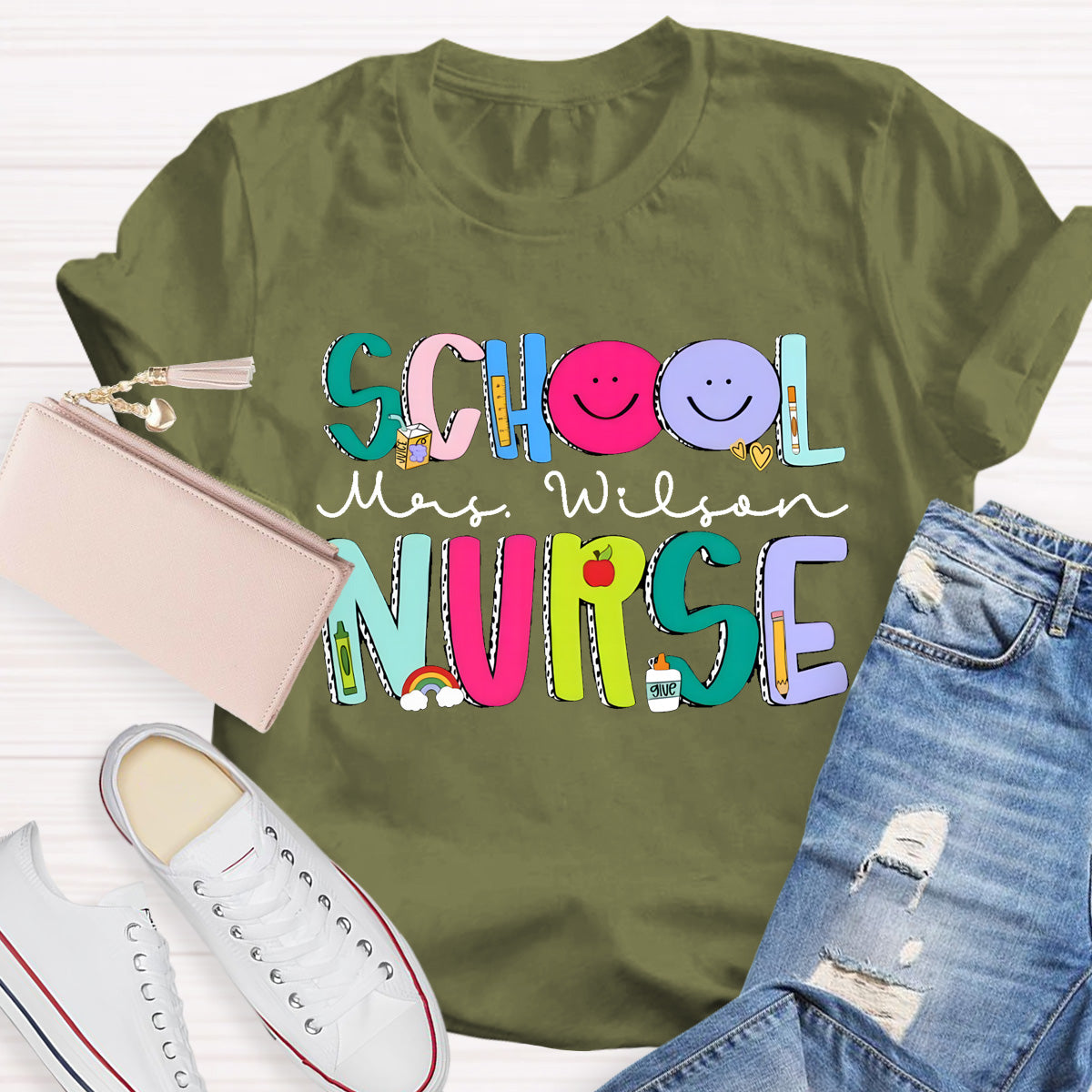 Personalized School Nurse Name Smile To Students T-Shirt