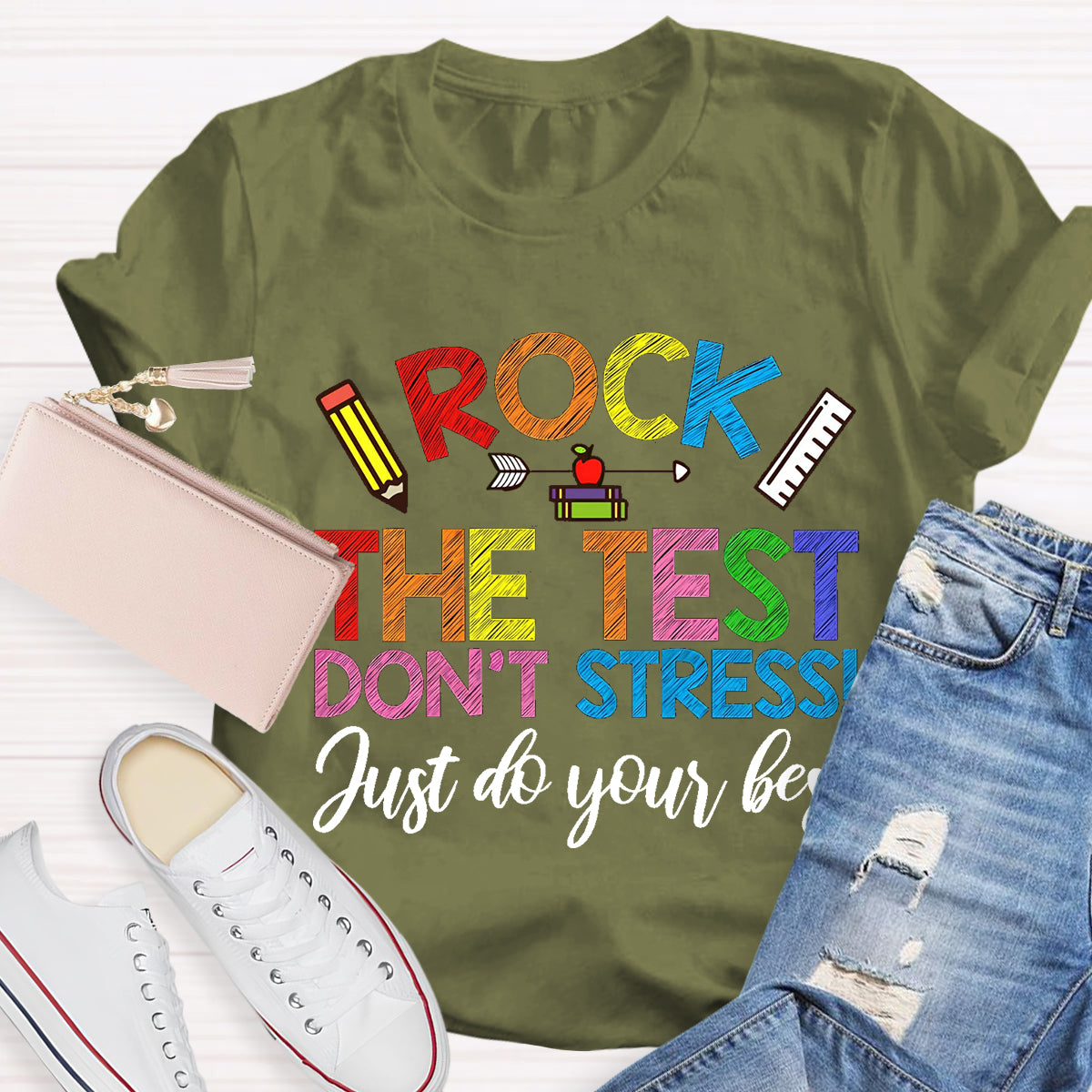 Rock The Test Don't Stress Teacher T-Shirt