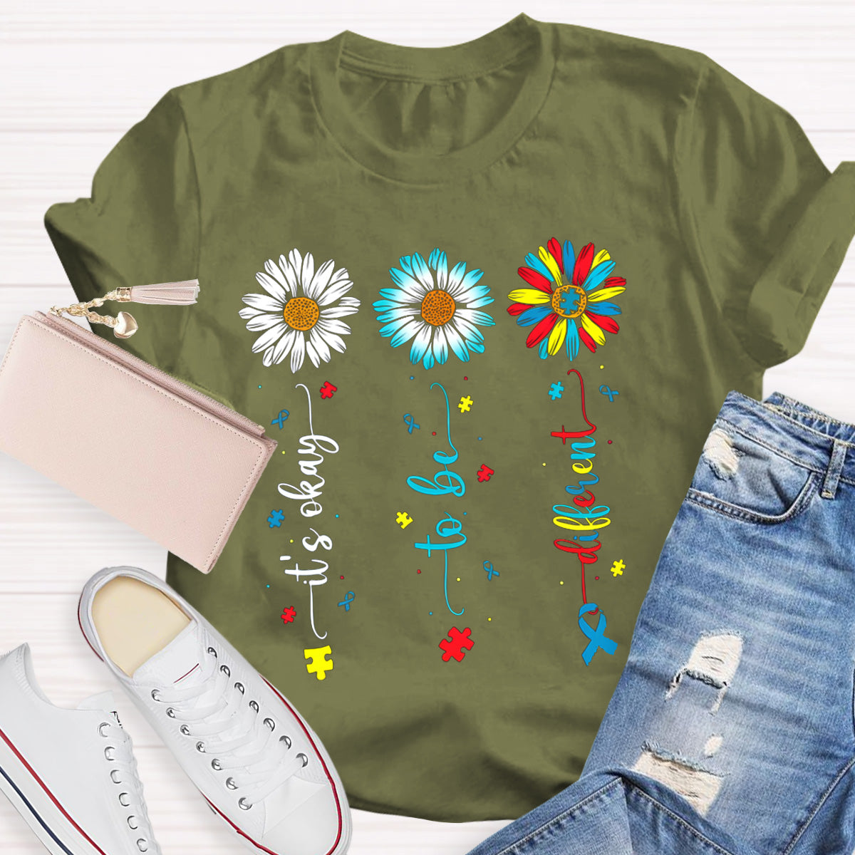 It's OK To Be Different Flower Teacher T-Shirt