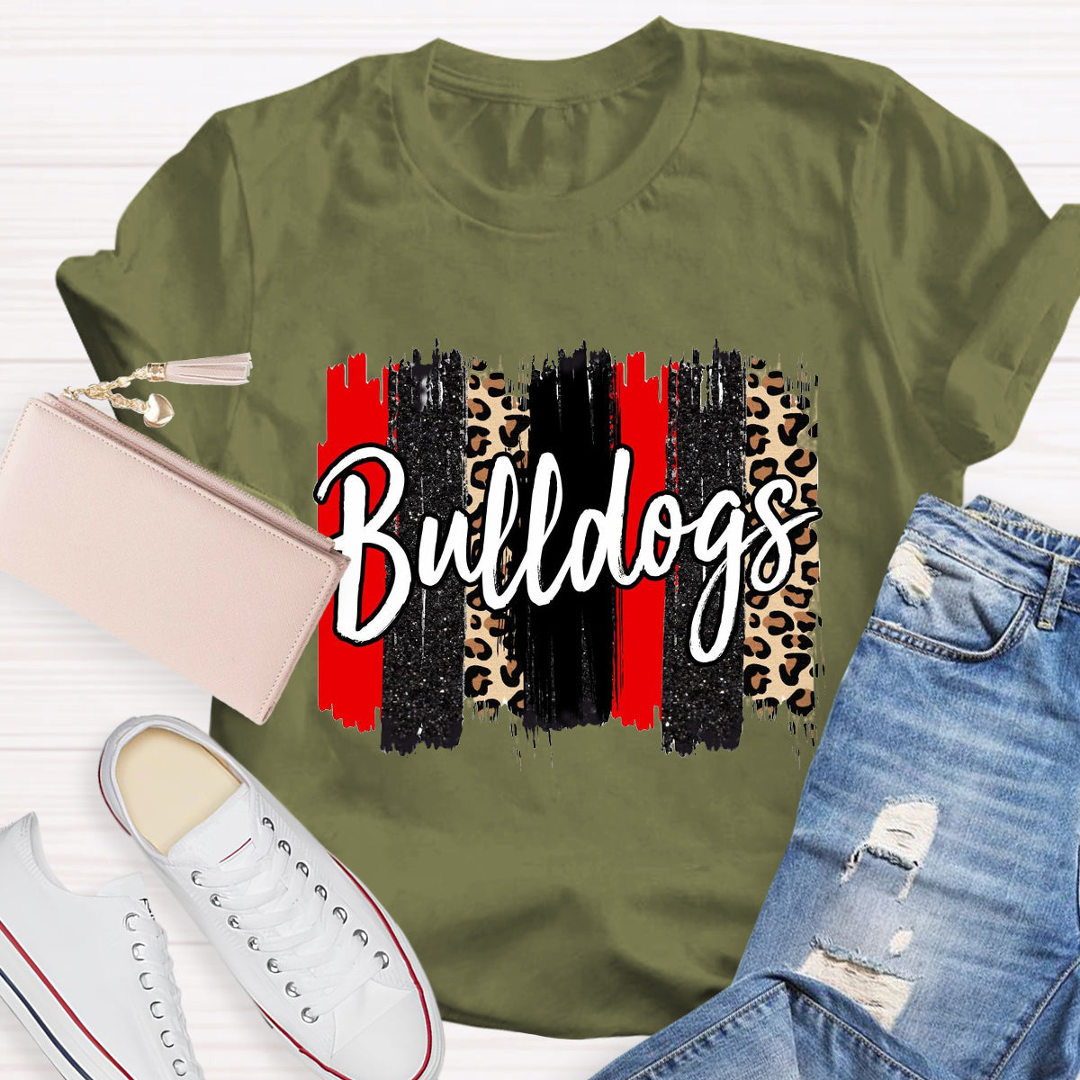 Personalized Team Mascot Red Leopard Teacher T-Shirt