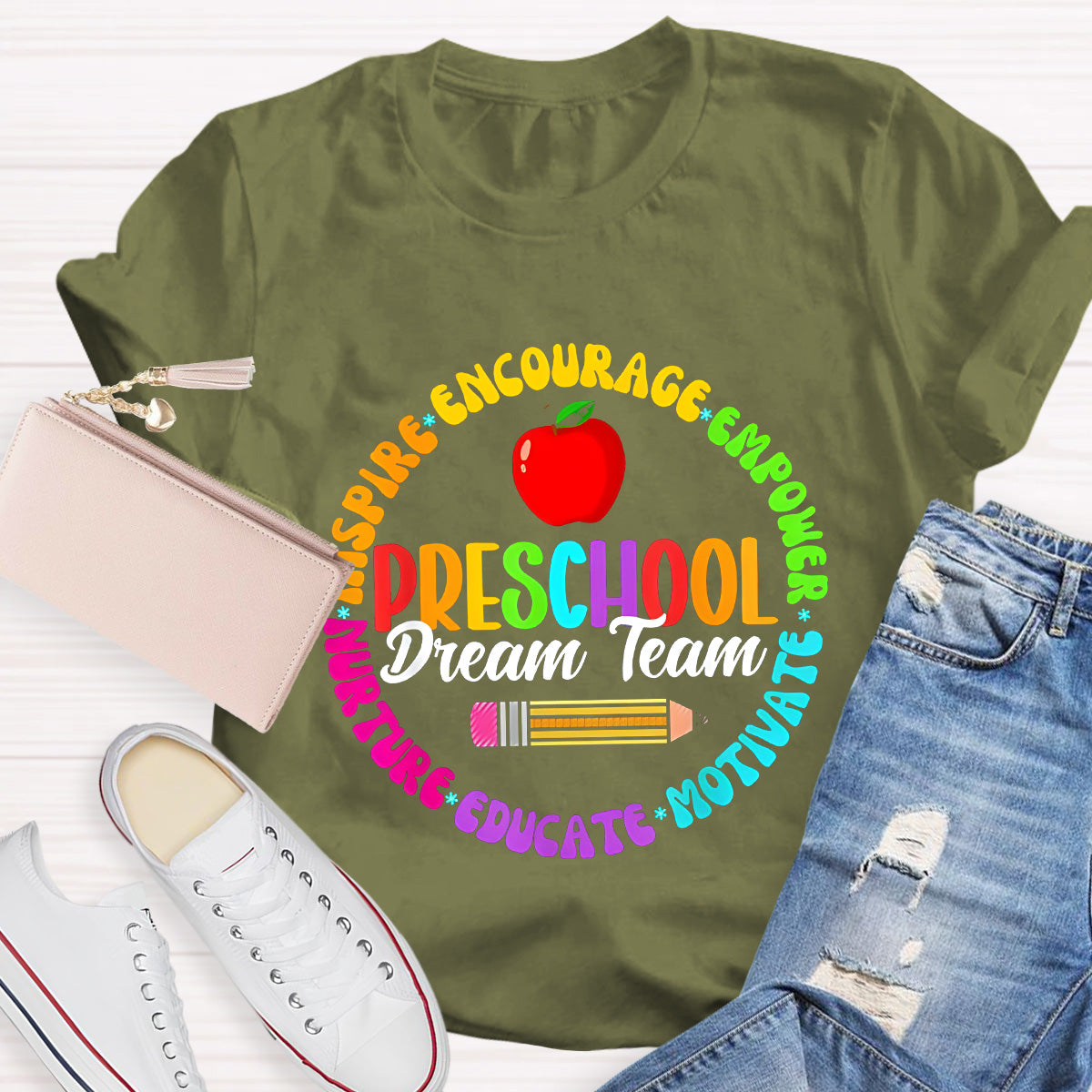Personalized Grade Preschool Dream School Apple Teacher T-Shirt